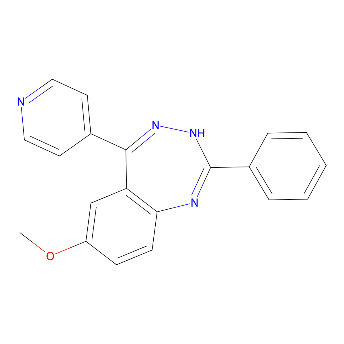7-Methoxy-2-phenyl-5-(4-pyridinyl)-3H-1,3,4-benzotriazepine molecular structure, CAS 482615-49-6