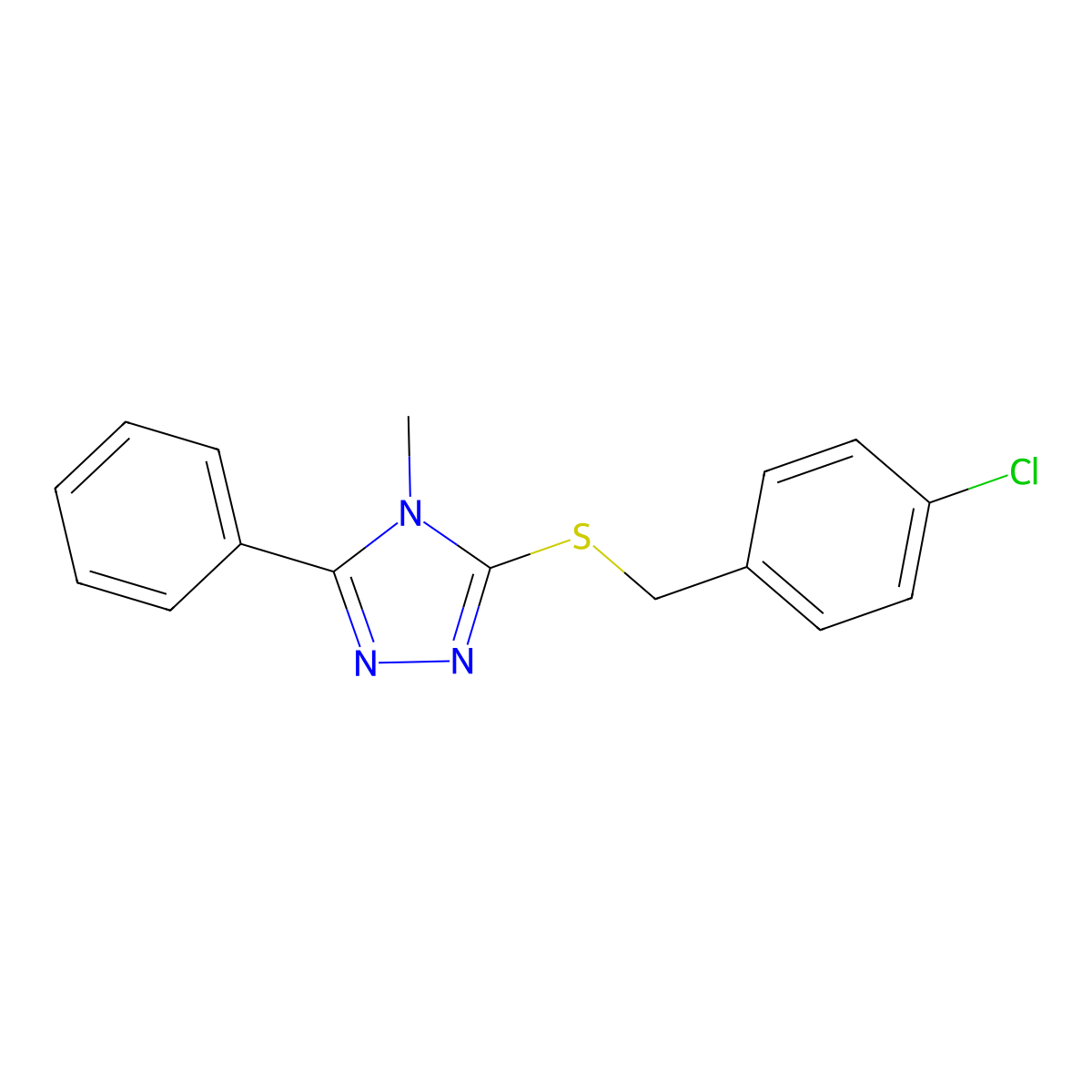 3-[(4-Chlorophenyl)methylsulfanyl]-4-methyl-5-phenyl-1,2,4-triazole molecular structure, CAS 482615-87-2