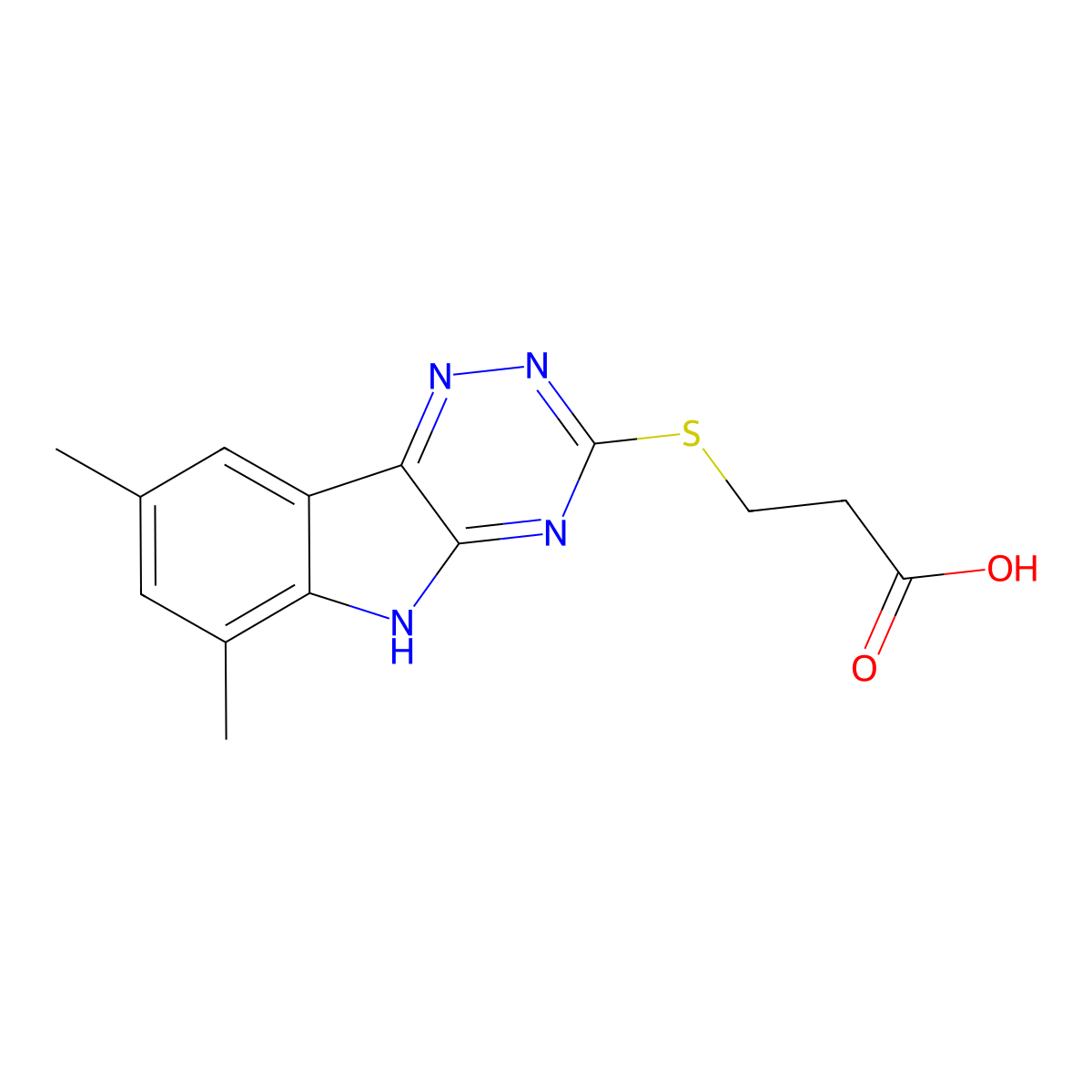 3-(6,8-Dimethyl-9H-1,3,4,9-tetraaza-fluoren-2-yl-sulfanyl)-propionic acid molecular structure, CAS 482616-17-1
