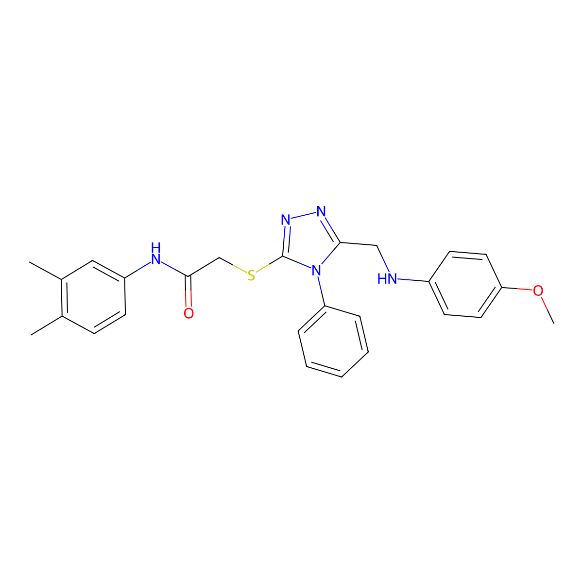 N-(3,4-dimethylphenyl)-2-({5-[(4-methoxyanilino)methyl]-4-phenyl-4H-1,2,4-triazol-3-yl}sulfanyl)acetamide molecular structure, CAS 482617-27-6
