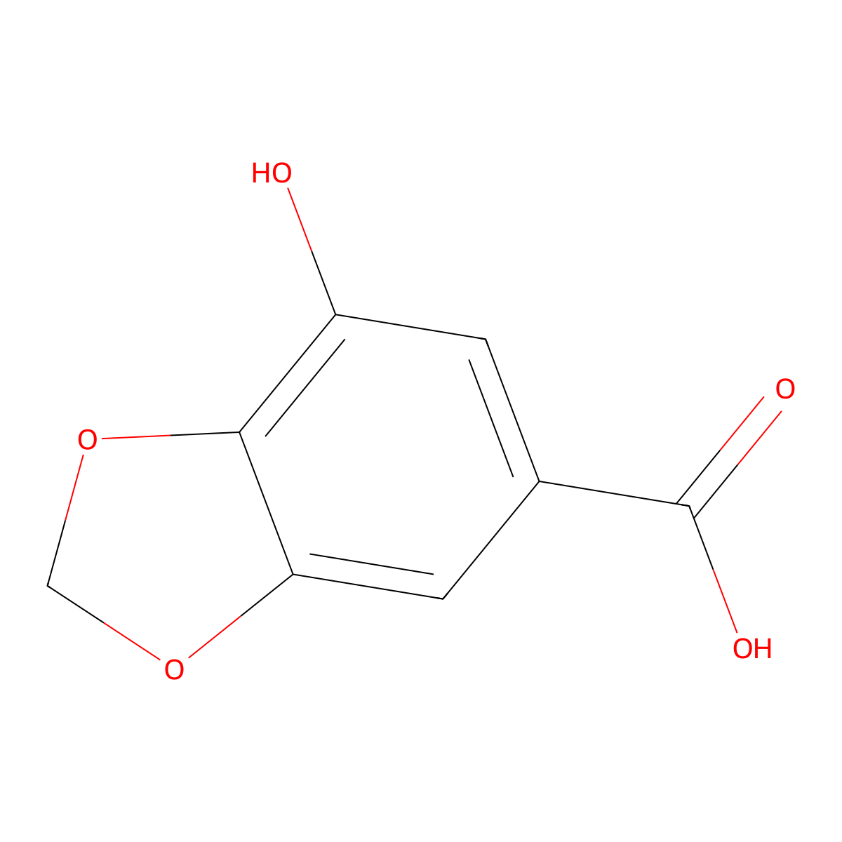 7-Hydroxy-1,3-benzodioxole-5-carboxylic acid molecular structure, CAS 482627-94-1