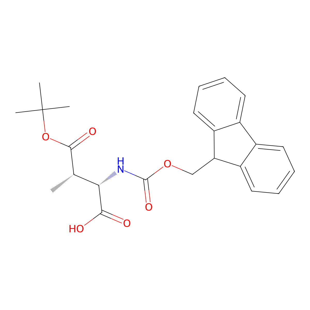 (2S,3S)-4-(tert-butoxy)-2-((((9H-fluoren-9-yl)methoxy)carbonyl)amino)-3-methyl-4-oxobutanoic acid molecular structure, CAS 482631-91-4