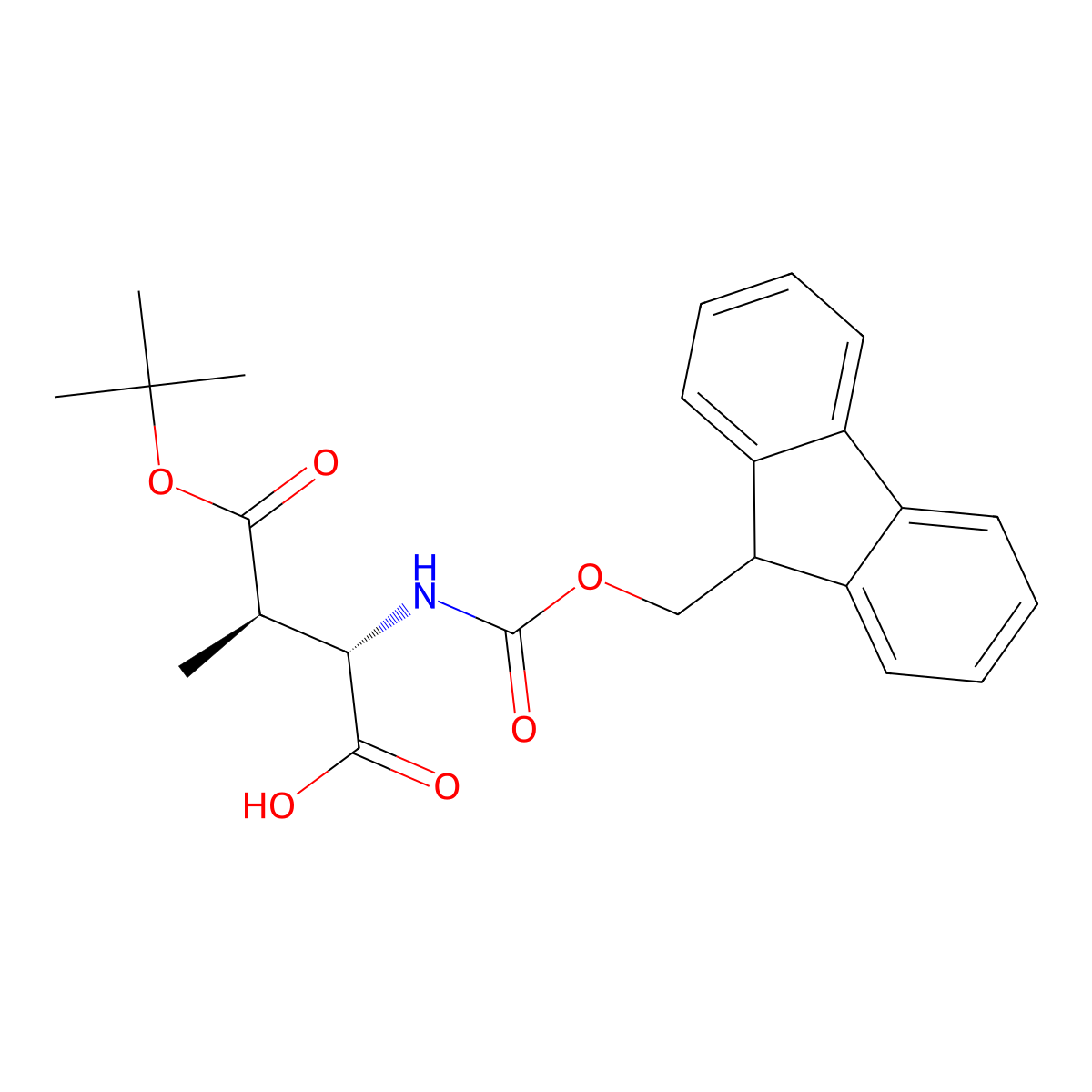 (2S,3R)-4-(tert-butoxy)-2-((((9H-fluoren-9-yl)methoxy)carbonyl)amino)-3-methyl-4-oxobutanoic acid molecular structure, CAS 482632-09-7