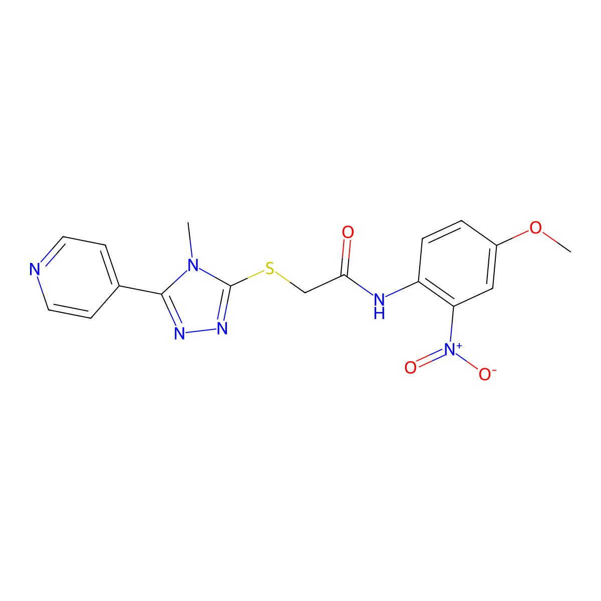 N-(4-methoxy-2-nitrophenyl)-2-[(4-methyl-5-pyridin-4-yl-1,2,4-triazol-3-yl)sulfanyl]acetamide molecular structure, CAS 482636-86-2