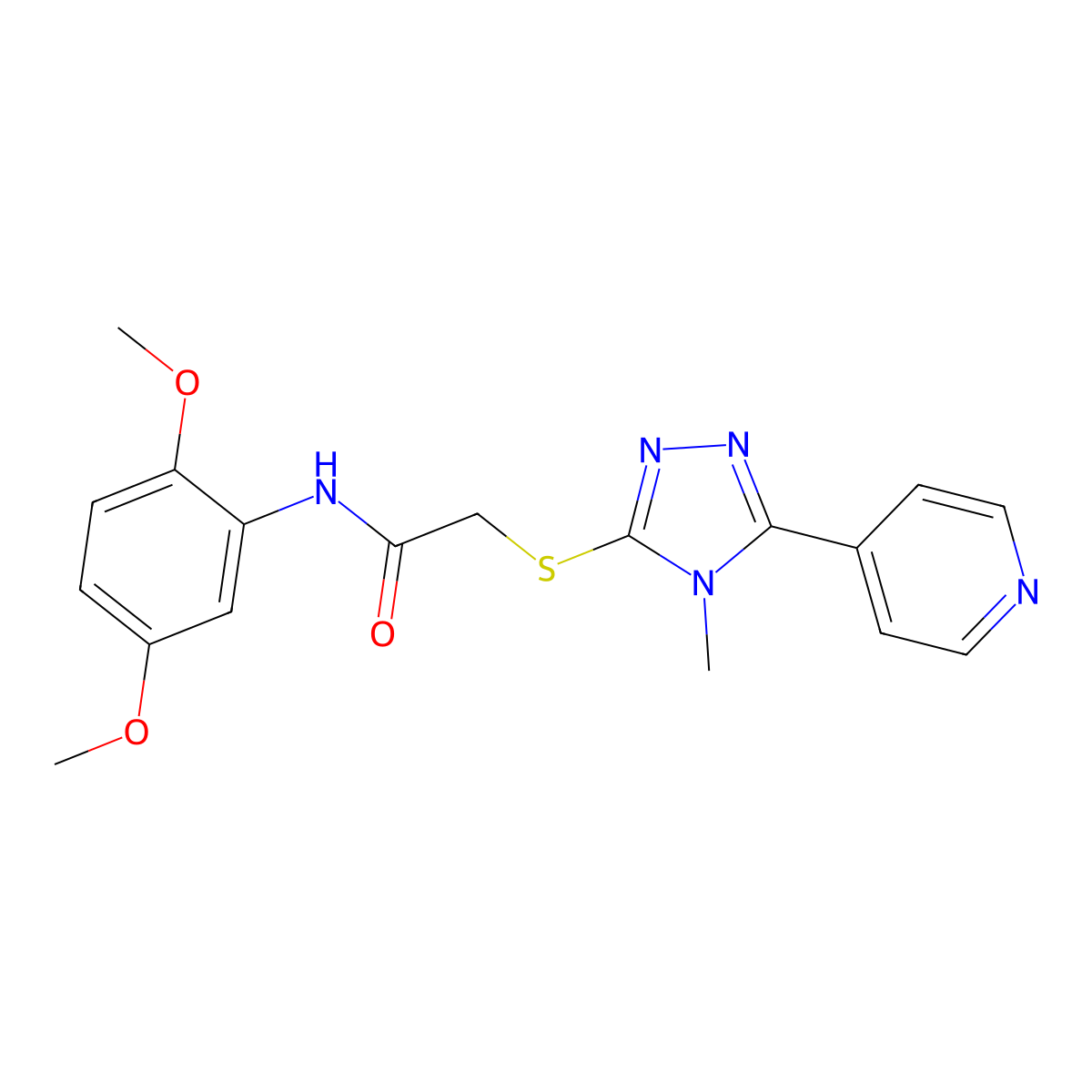 N-(2,5-dimethoxyphenyl)-2-[(4-methyl-5-pyridin-4-yl-1,2,4-triazol-3-yl)sulfanyl]acetamide molecular structure, CAS 482636-88-4