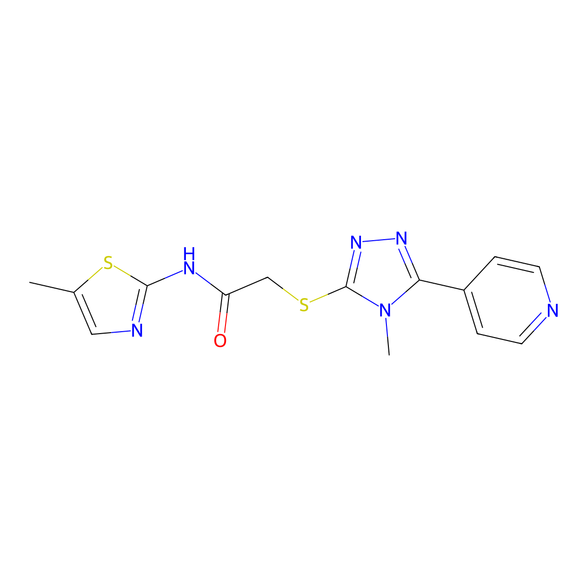 2-[(4-methyl-5-pyridin-4-yl-1,2,4-triazol-3-yl)sulfanyl]-N-(5-methyl-1,3-thiazol-2-yl)acetamide molecular structure, CAS 482636-96-4