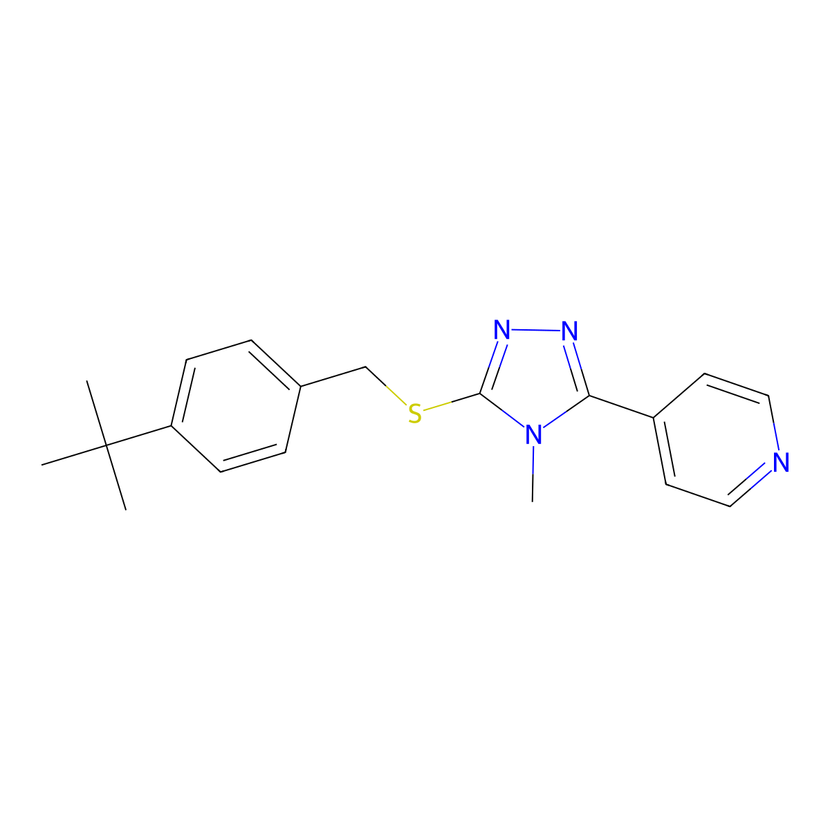 3-{[4-(Tert-butyl)phenyl]methylthio}-4-methyl-5-(4-pyridyl)-1,2,4-triazole molecular structure, CAS 482637-05-8
