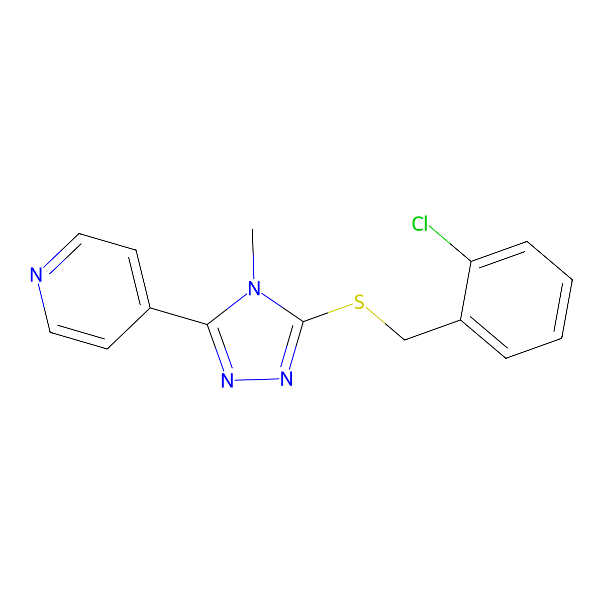 3-[(2-Chlorophenyl)methylthio]-4-methyl-5-(4-pyridyl)-1,2,4-triazole molecular structure, CAS 482637-07-0