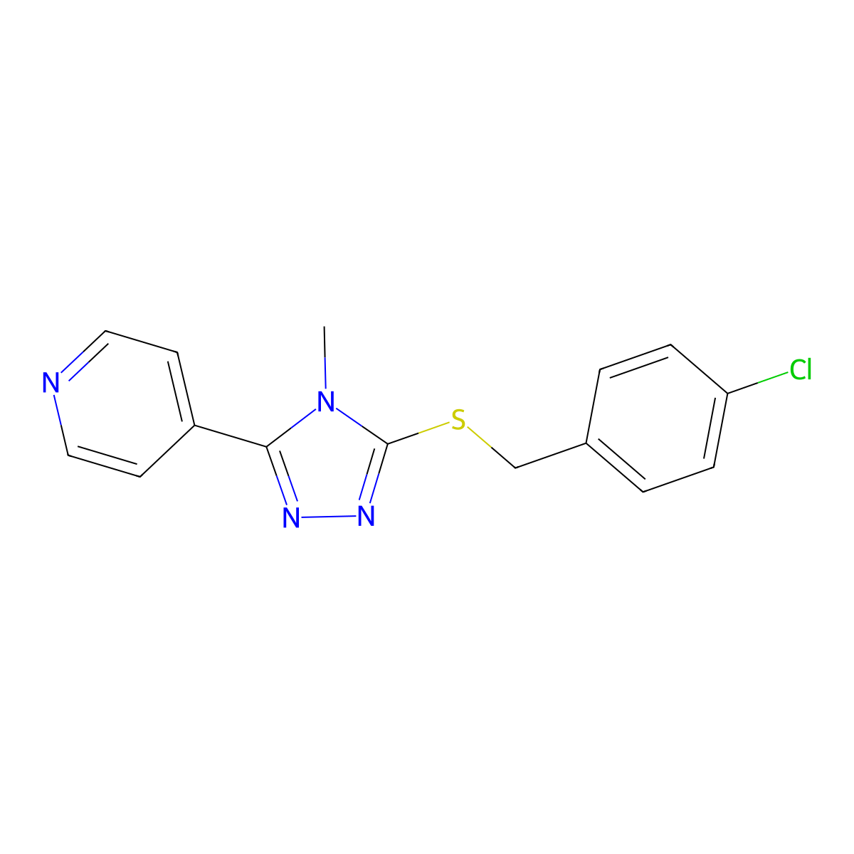 4-[5-[[(4-chlorophenyl)methyl]thio]-4-methyl-4H-1,2,4-triazol-3-yl]-Pyridine molecular structure, CAS 482637-09-2