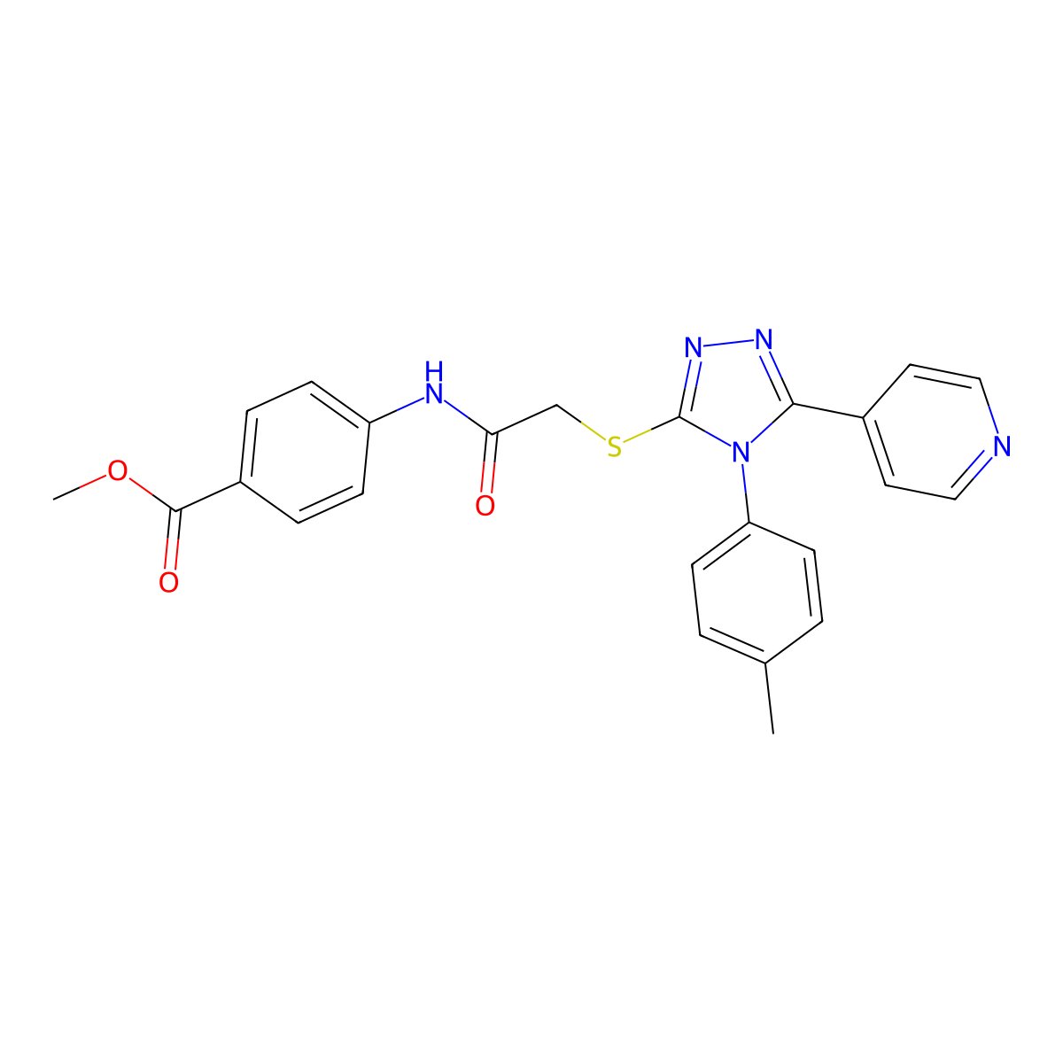 methyl 4-[({[4-(4-methylphenyl)-5-(pyridin-4-yl)-4H-1,2,4-triazol-3-yl]sulfanyl}acetyl)amino]benzoate molecular structure, CAS 482637-18-3