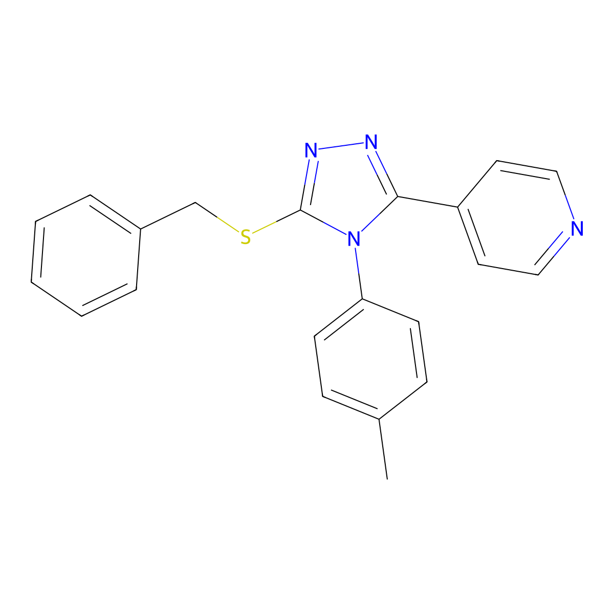 4-[5-(benzylsulfanyl)-4-(4-methylphenyl)-4H-1,2,4-triazol-3-yl]pyridine molecular structure, CAS 482637-19-4