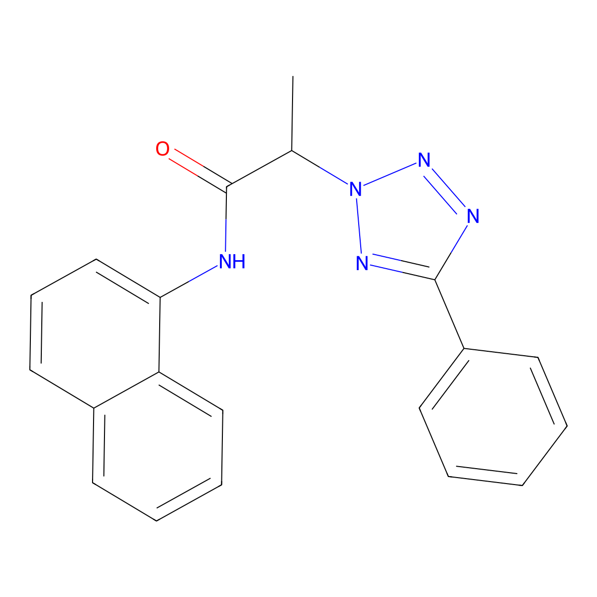 alpha-Methyl-N-1-naphthalenyl-5-phenyl-2H-tetrazole-2-acetamide molecular structure, CAS 482637-52-5