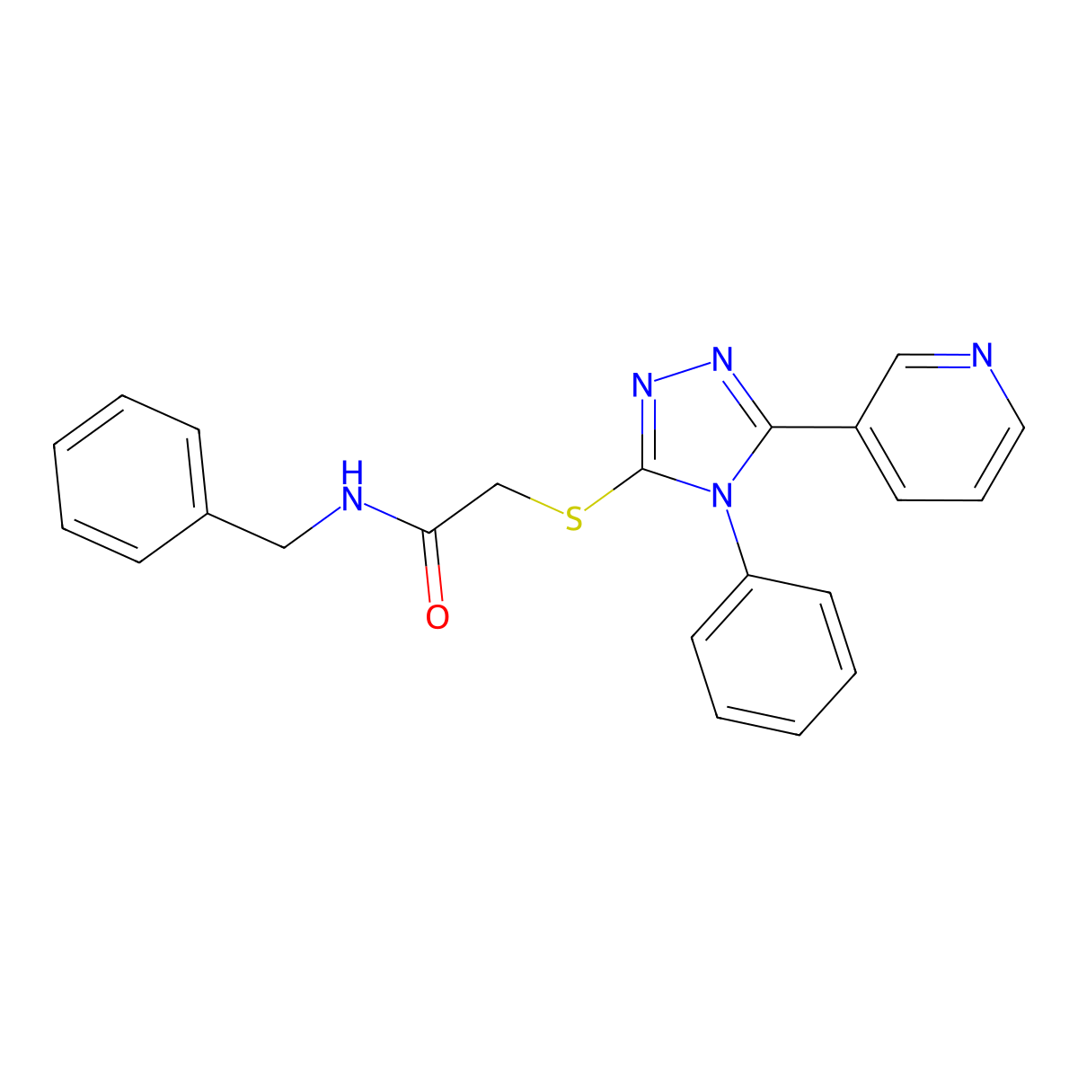 N-benzyl-2-[(4-phenyl-5-pyridin-3-yl-1,2,4-triazol-3-yl)sulfanyl]acetamide molecular structure, CAS 482637-74-1