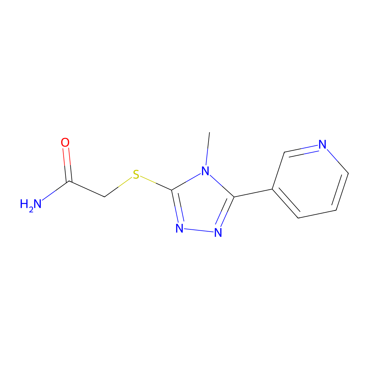 2-((4-methyl-5-(pyridin-3-yl)-4H-1,2,4-triazol-3-yl)thio)acetamide molecular structure, CAS 482637-84-3