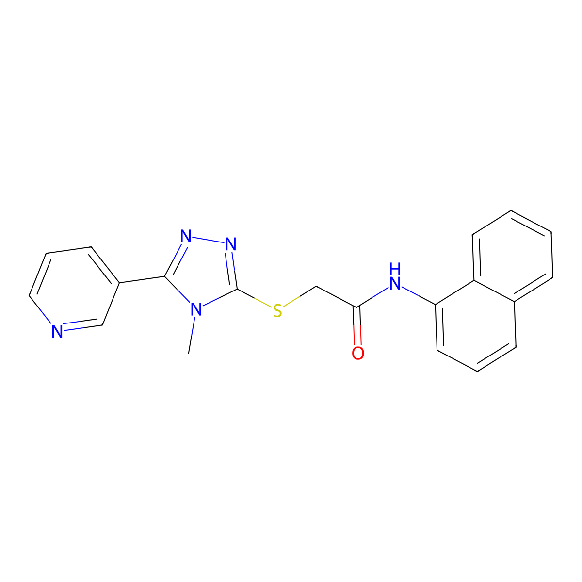 2-{[4-methyl-5-(pyridin-3-yl)-4H-1,2,4-triazol-3-yl]sulfanyl}-N-(naphthalen-1-yl)acetamide molecular structure, CAS 482637-88-7