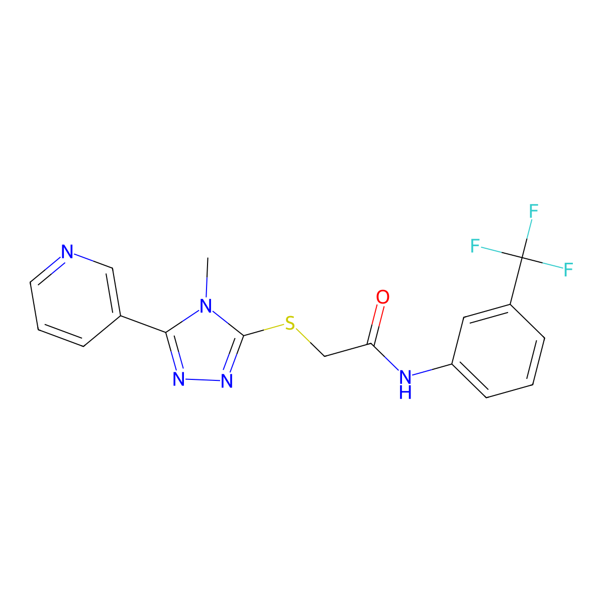2-{[4-methyl-5-(pyridin-3-yl)-4H-1,2,4-triazol-3-yl]sulfanyl}-N-[3-(trifluoromethyl)phenyl]acetamide molecular structure, CAS 482637-90-1