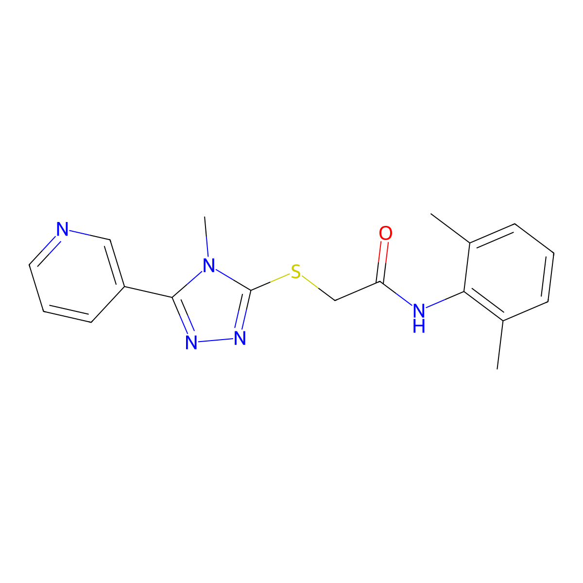 N-(2,6-dimethylphenyl)-2-{[4-methyl-5-(pyridin-3-yl)-4H-1,2,4-triazol-3-yl]sulfanyl}acetamide molecular structure, CAS 482637-91-2