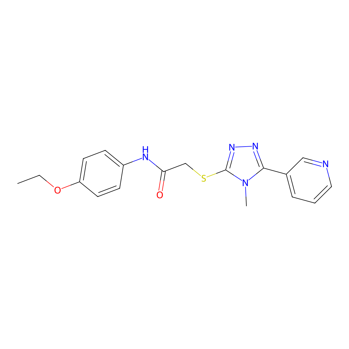 N-(4-ethoxyphenyl)-2-{[4-methyl-5-(pyridin-3-yl)-4H-1,2,4-triazol-3-yl]sulfanyl}acetamide molecular structure, CAS 482637-97-8