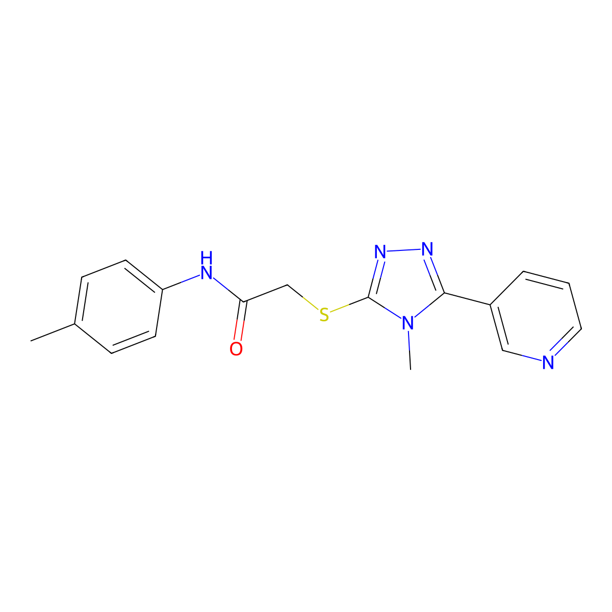 2-(4-methyl-5-(3-pyridyl)(1,2,4-triazol-3-ylthio))-N-(4-methylphenyl)acetamide molecular structure, CAS 482637-99-0