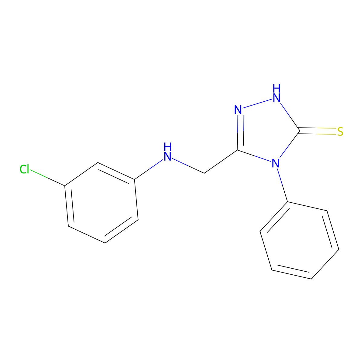 5-((3-Chloroanilino)methyl)-4-phenyl-2,4-dihydro-3H-1,2,4-triazole-3-thione molecular structure, CAS 482638-09-5