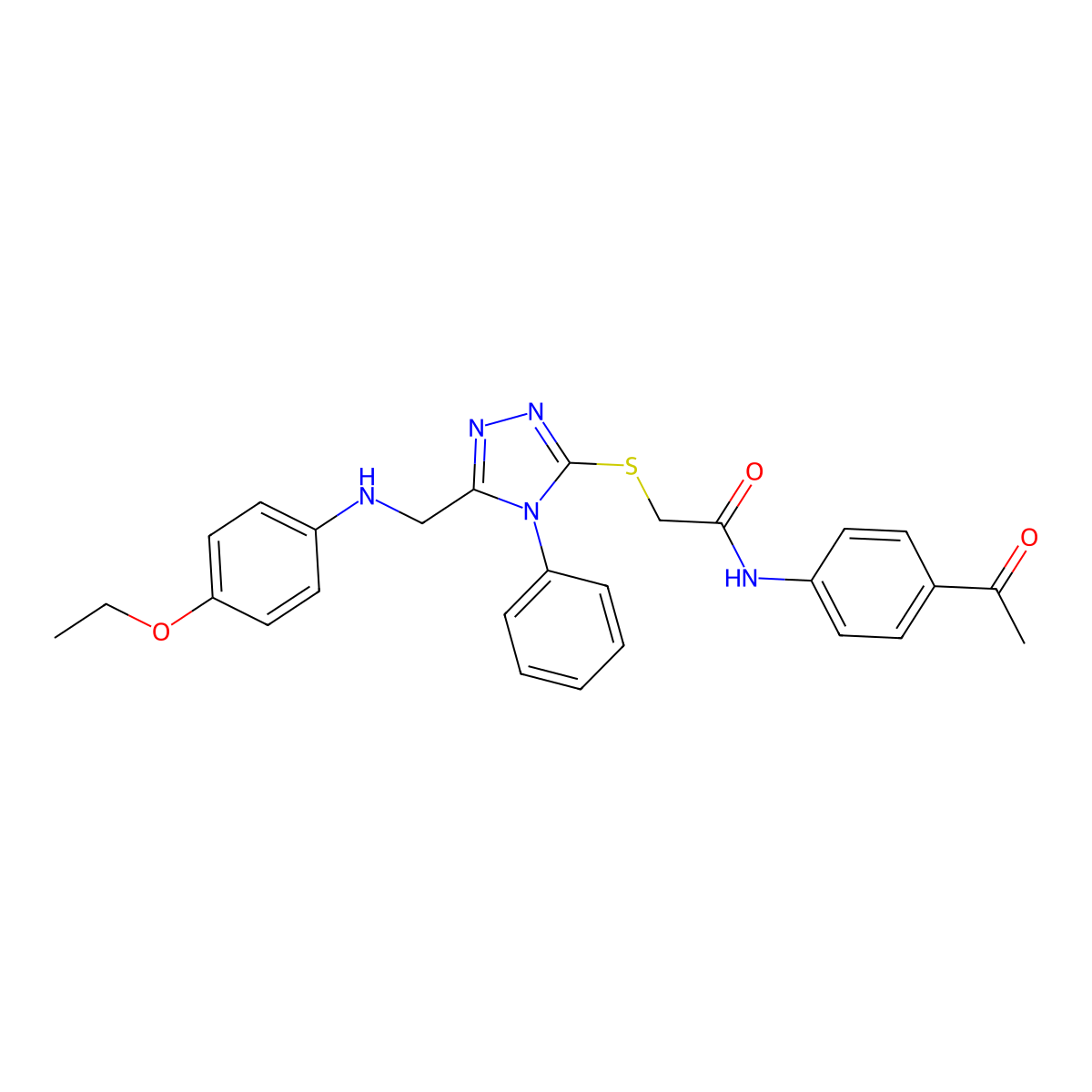 N-(4-acetylphenyl)-2-({5-[(4-ethoxyanilino)methyl]-4-phenyl-4H-1,2,4-triazol-3-yl}sulfanyl)acetamide molecular structure, CAS 482638-15-3