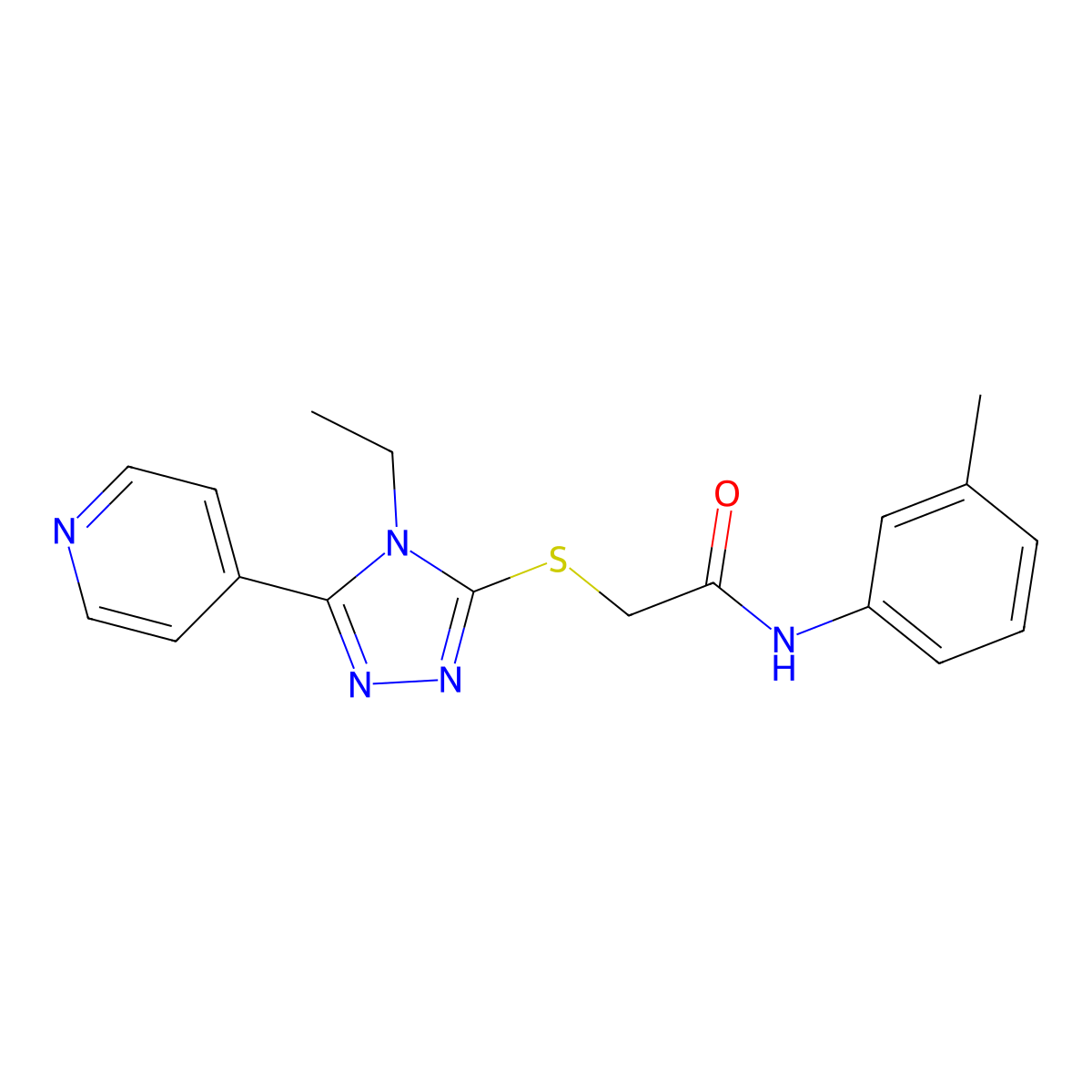 2-((4-ET-5-(4-Pyridinyl)-4H-1,2,4-triazol-3-YL)thio)-N-(3-methylphenyl)acetamide molecular structure, CAS 482639-67-8