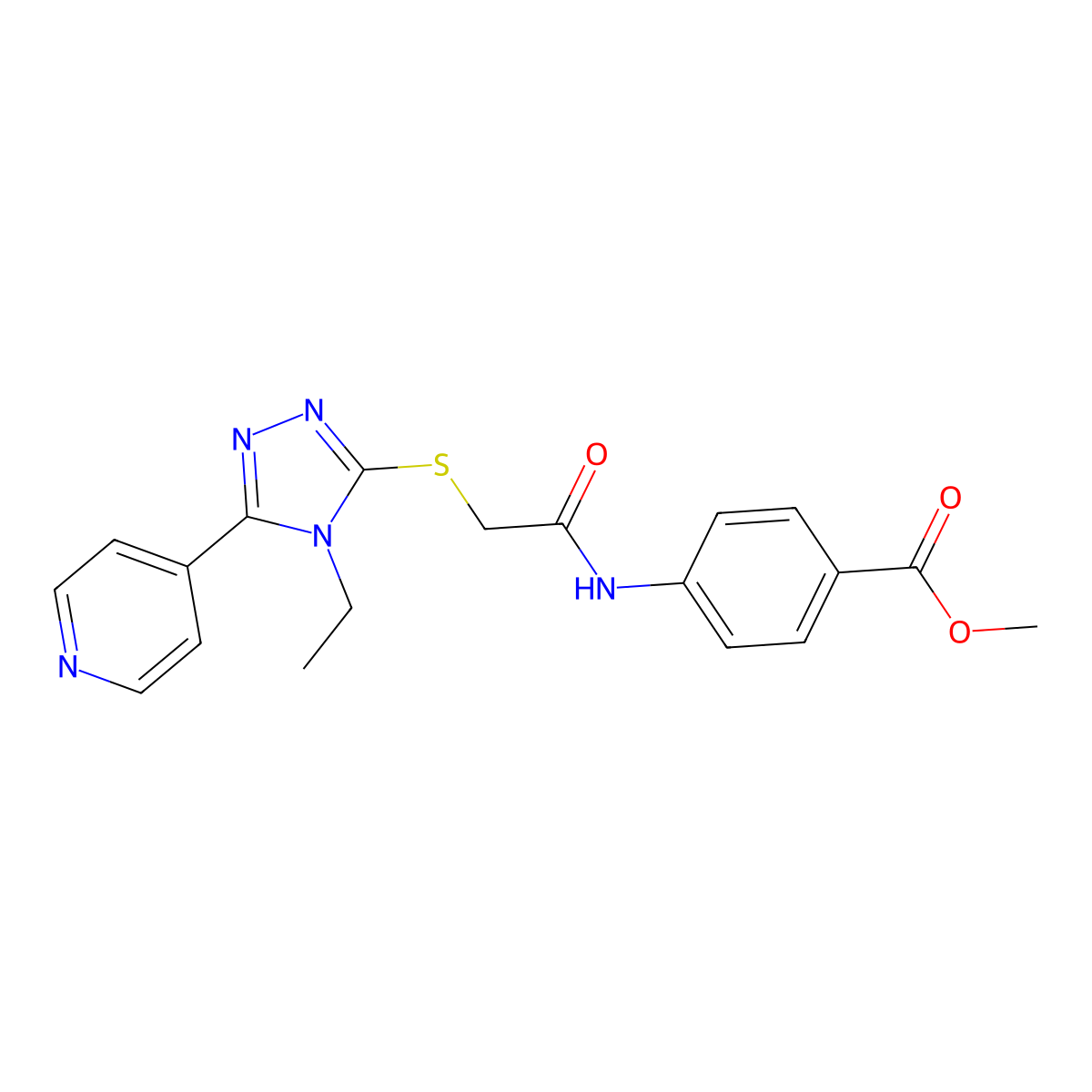 ME 4-((((4-ET-5-(4-Pyridinyl)-4H-1,2,4-triazol-3-YL)thio)acetyl)amino)benzoate molecular structure, CAS 482639-72-5