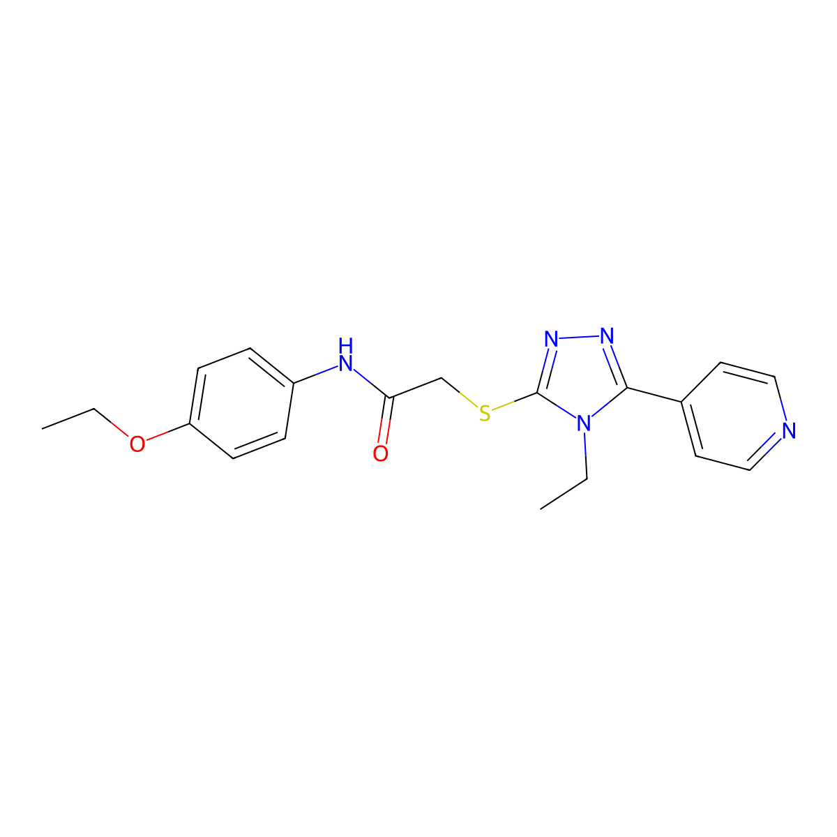 N-(4-Ethoxyphenyl)-2-((4-ET-5-(4-pyridinyl)-4H-1,2,4-triazol-3-YL)thio)acetamide molecular structure, CAS 482639-73-6