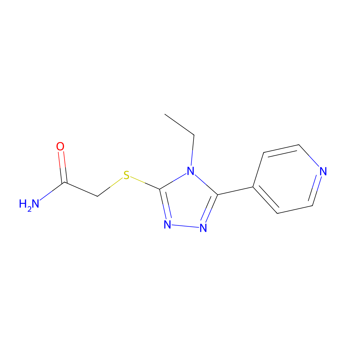 2-{[4-ethyl-5-(pyridin-4-yl)-4H-1,2,4-triazol-3-yl]sulfanyl}acetamide molecular structure, CAS 482639-79-2