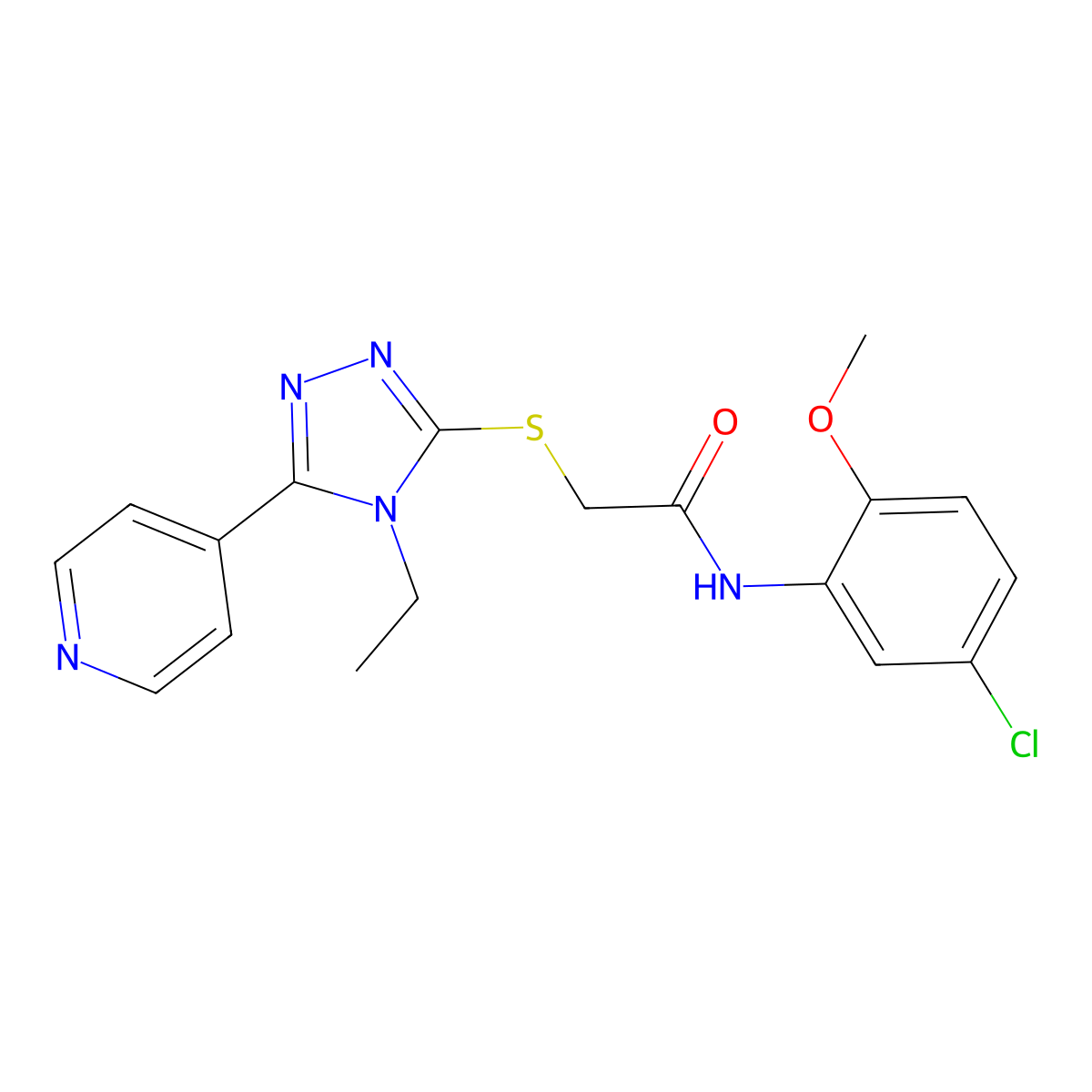 N-(5-chloro-2-methoxyphenyl)-2-[(4-ethyl-5-pyridin-4-yl-1,2,4-triazol-3-yl)sulfanyl]acetamide molecular structure, CAS 482639-84-9