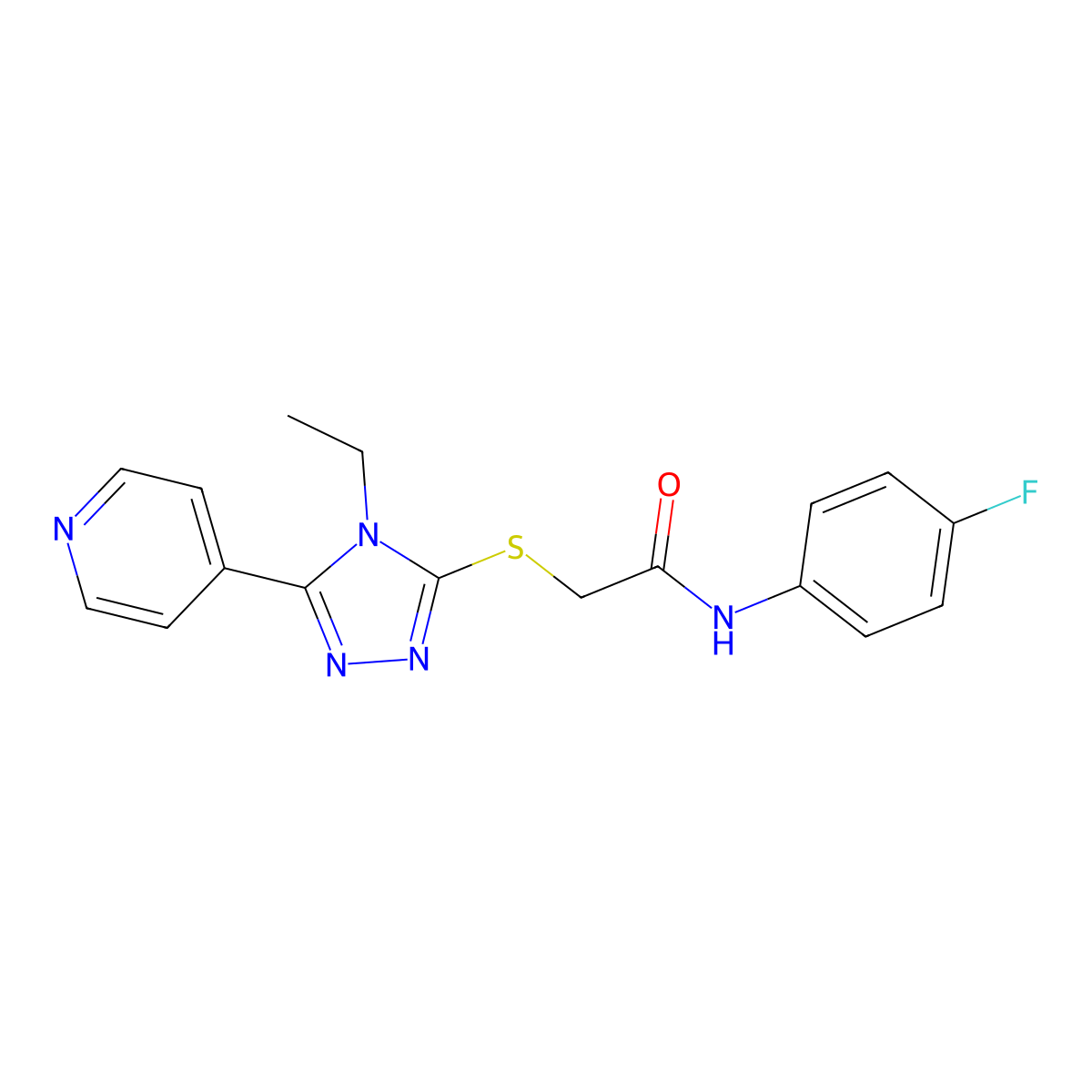 2-((4-ET-5-(4-Pyridinyl)-4H-1,2,4-triazol-3-YL)thio)-N-(4-fluorophenyl)acetamide molecular structure, CAS 482639-92-9