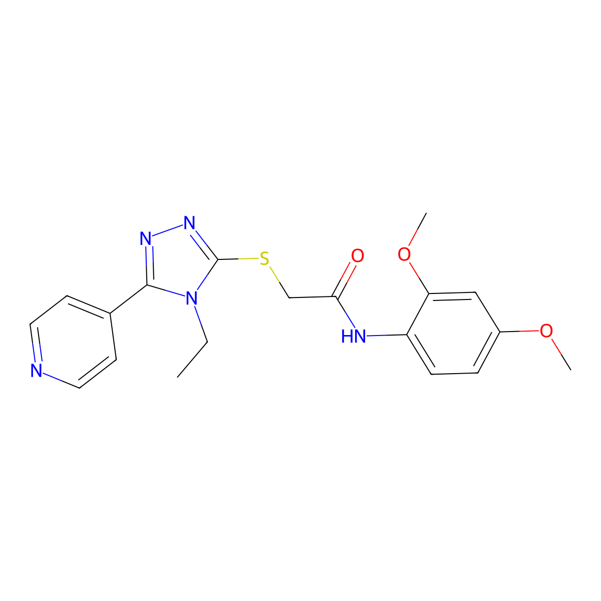 N-(2,4-Dimethoxyphenyl)-2-((4-ethyl-5-(4-pyridinyl)-4H-1,2,4-triazol-3-YL)sulfanyl)acetamide molecular structure, CAS 482639-94-1