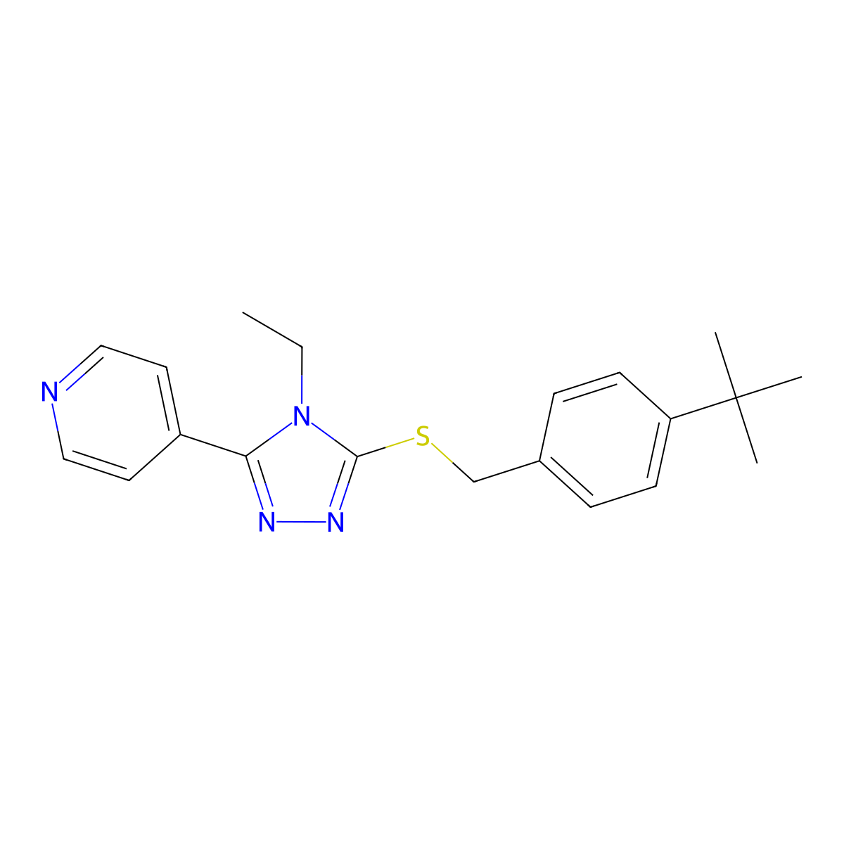 4-Tert-butylbenzyl 4-ethyl-5-(4-pyridinyl)-4H-1,2,4-triazol-3-YL sulfide molecular structure, CAS 482640-05-1