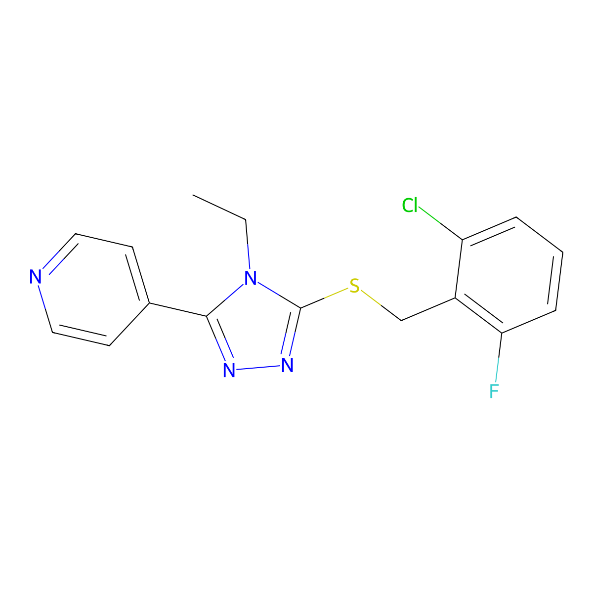 4-(5-((2-Chloro-6-fluorobenzyl)thio)-4-ethyl-4H-1,2,4-triazol-3-YL)pyridine molecular structure, CAS 482640-08-4