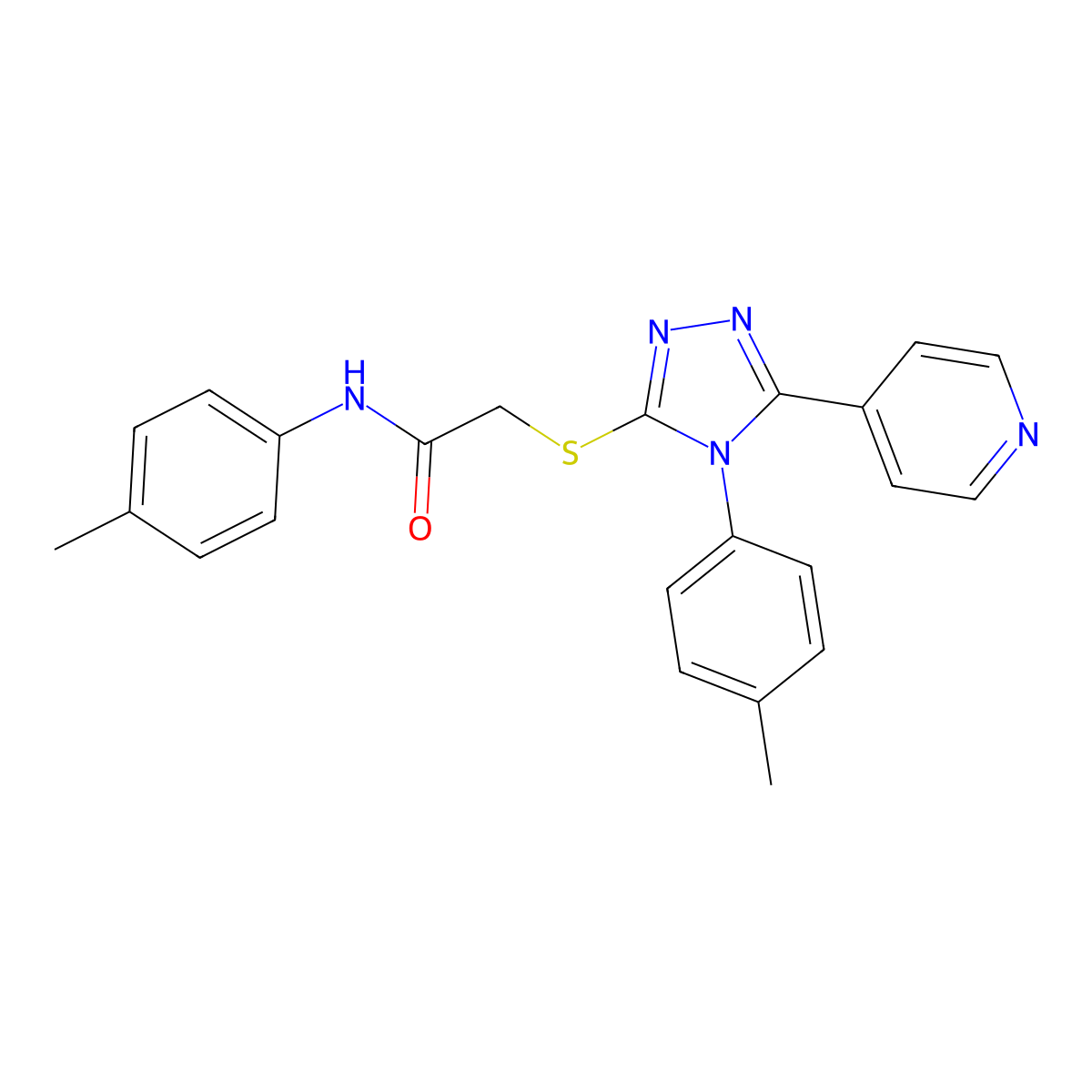 N-(4-methylphenyl)-2-{[4-(4-methylphenyl)-5-(pyridin-4-yl)-4H-1,2,4-triazol-3-yl]sulfanyl}acetamide molecular structure, CAS 482640-22-2