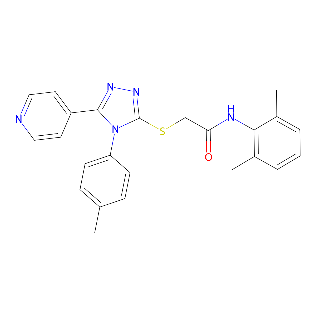 N-(2,6-dimethylphenyl)-2-{[4-(4-methylphenyl)-5-(pyridin-4-yl)-4H-1,2,4-triazol-3-yl]sulfanyl}acetamide molecular structure, CAS 482640-24-4