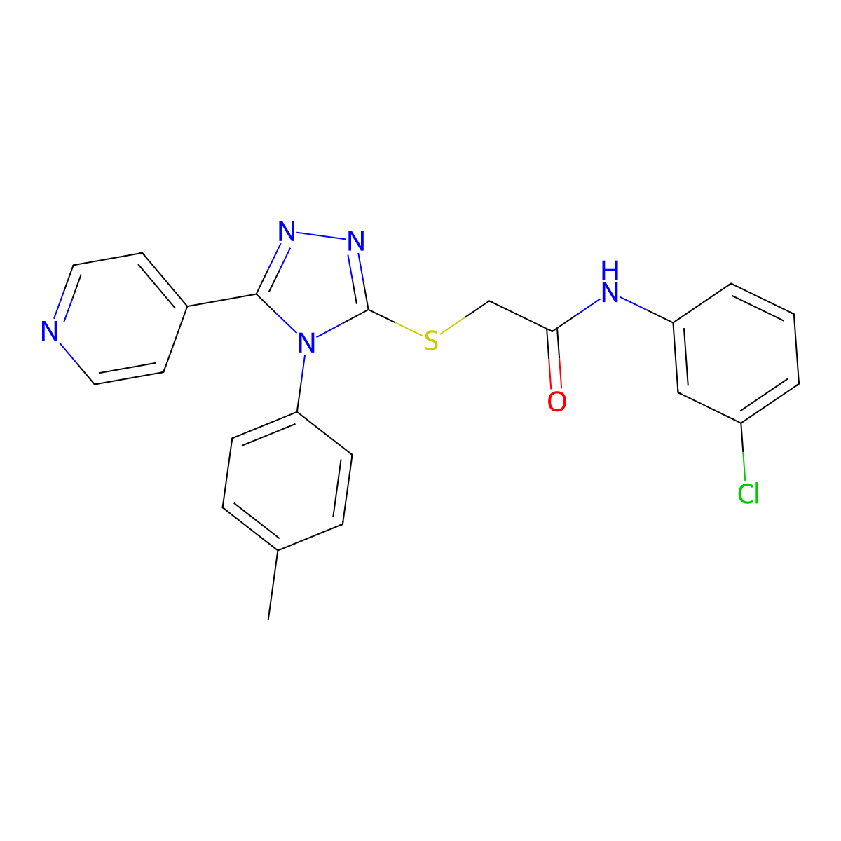 N-(3-chlorophenyl)-2-{[4-(4-methylphenyl)-5-(4-pyridinyl)-4H-1,2,4-triazol-3-yl]sulfanyl}acetamide molecular structure, CAS 482640-26-6