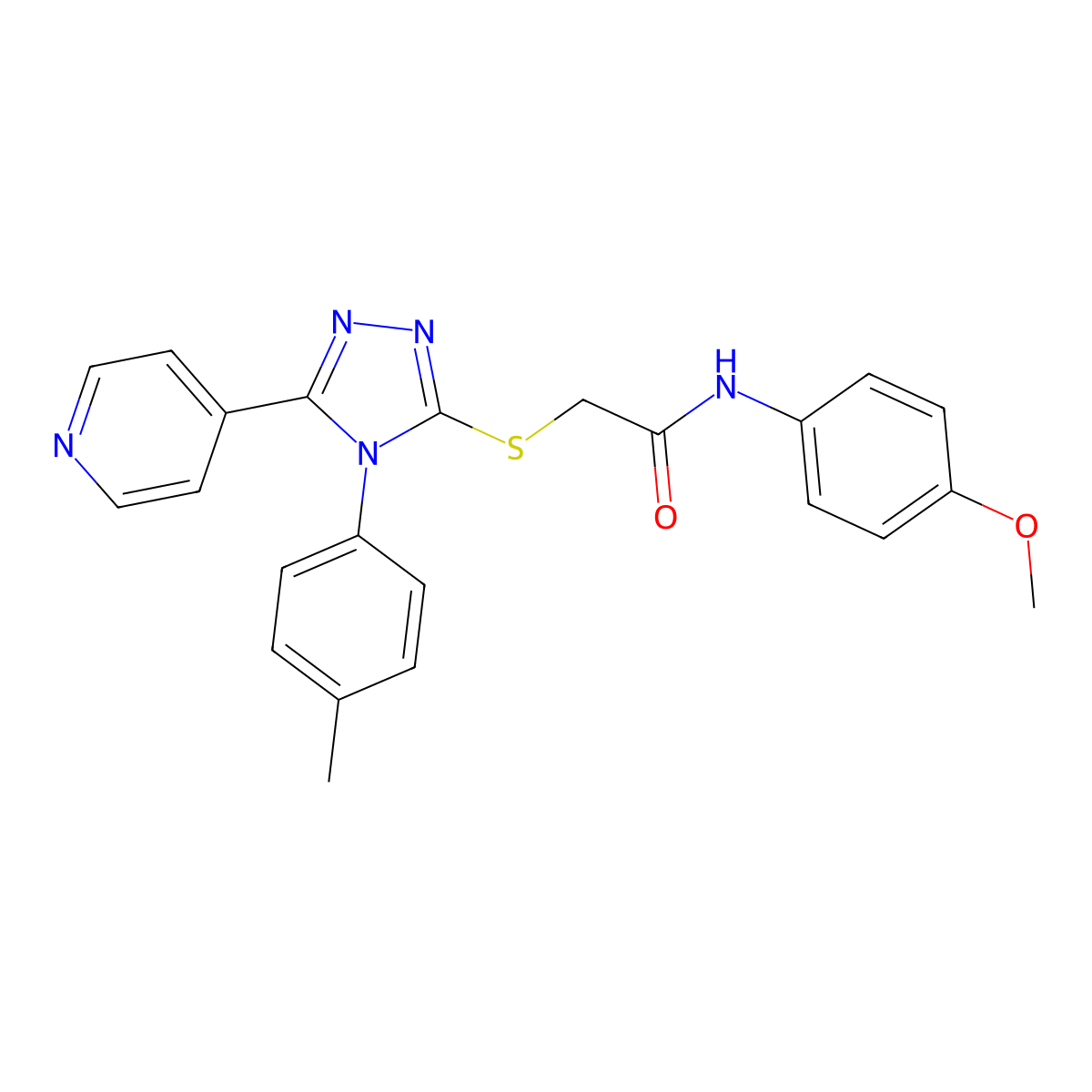 N-(4-methoxyphenyl)-2-{[4-(4-methylphenyl)-5-(4-pyridinyl)-4H-1,2,4-triazol-3-yl]sulfanyl}acetamide molecular structure, CAS 482640-29-9