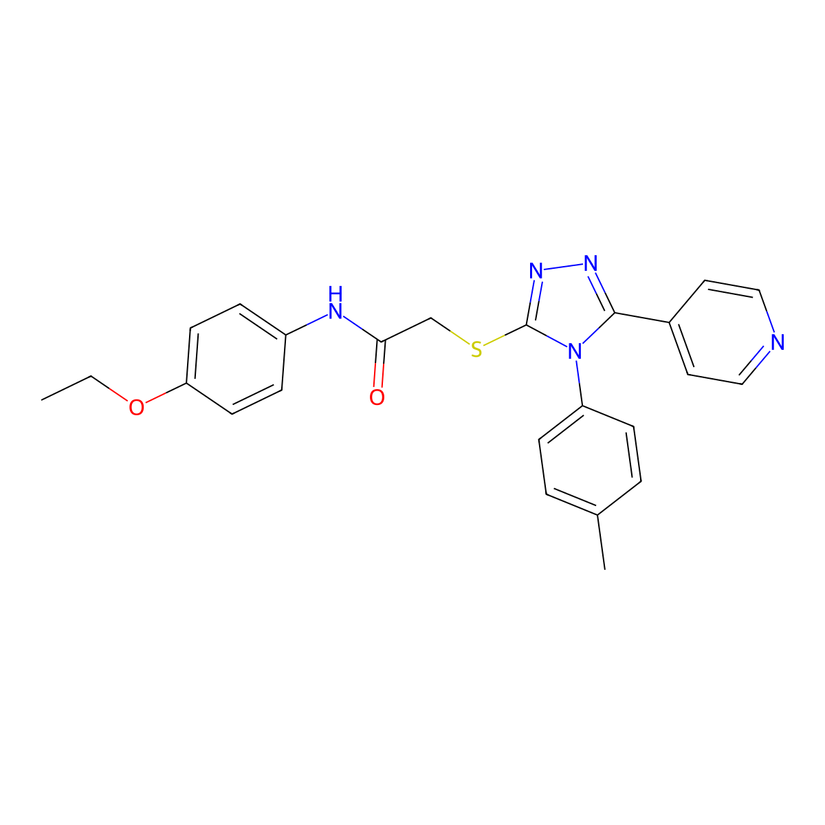 N-(4-ethoxyphenyl)-2-{[4-(4-methylphenyl)-5-(4-pyridinyl)-4H-1,2,4-triazol-3-yl]sulfanyl}acetamide molecular structure, CAS 482640-30-2