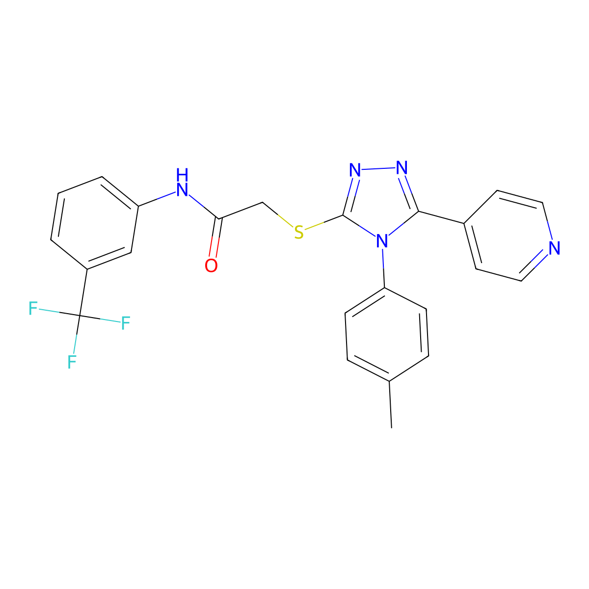 2-[[4-(4-methylphenyl)-5-pyridin-4-yl-1,2,4-triazol-3-yl]sulfanyl]-N-[3-(trifluoromethyl)phenyl]acetamide molecular structure, CAS 482640-32-4