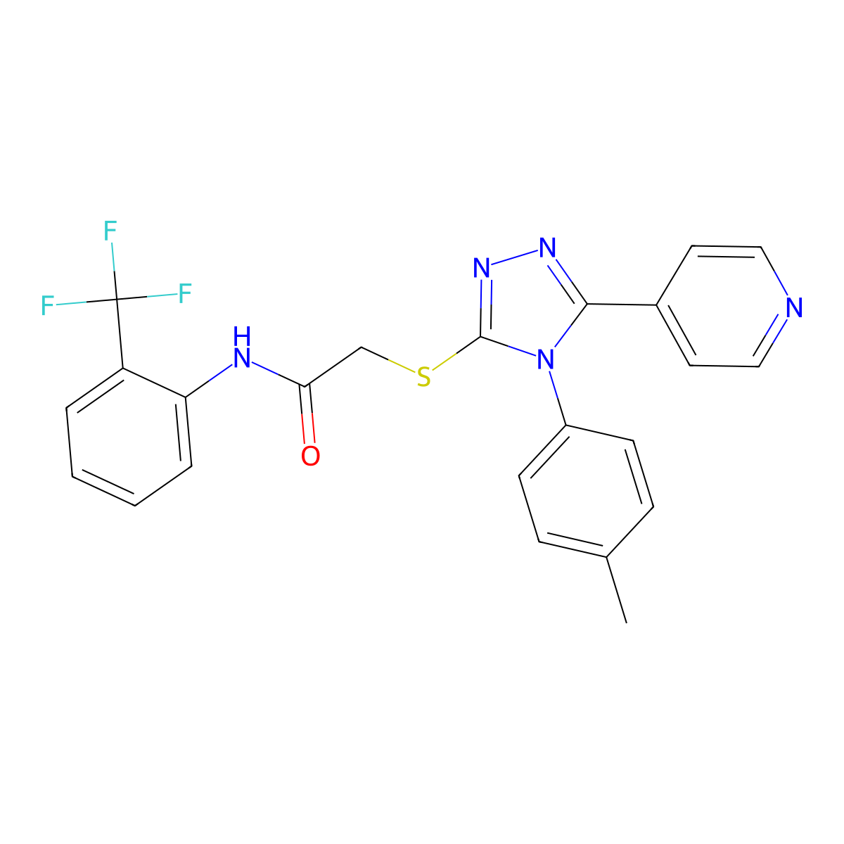 2-[[4-(4-methylphenyl)-5-pyridin-4-yl-1,2,4-triazol-3-yl]sulfanyl]-N-[2-(trifluoromethyl)phenyl]acetamide molecular structure, CAS 482640-33-5