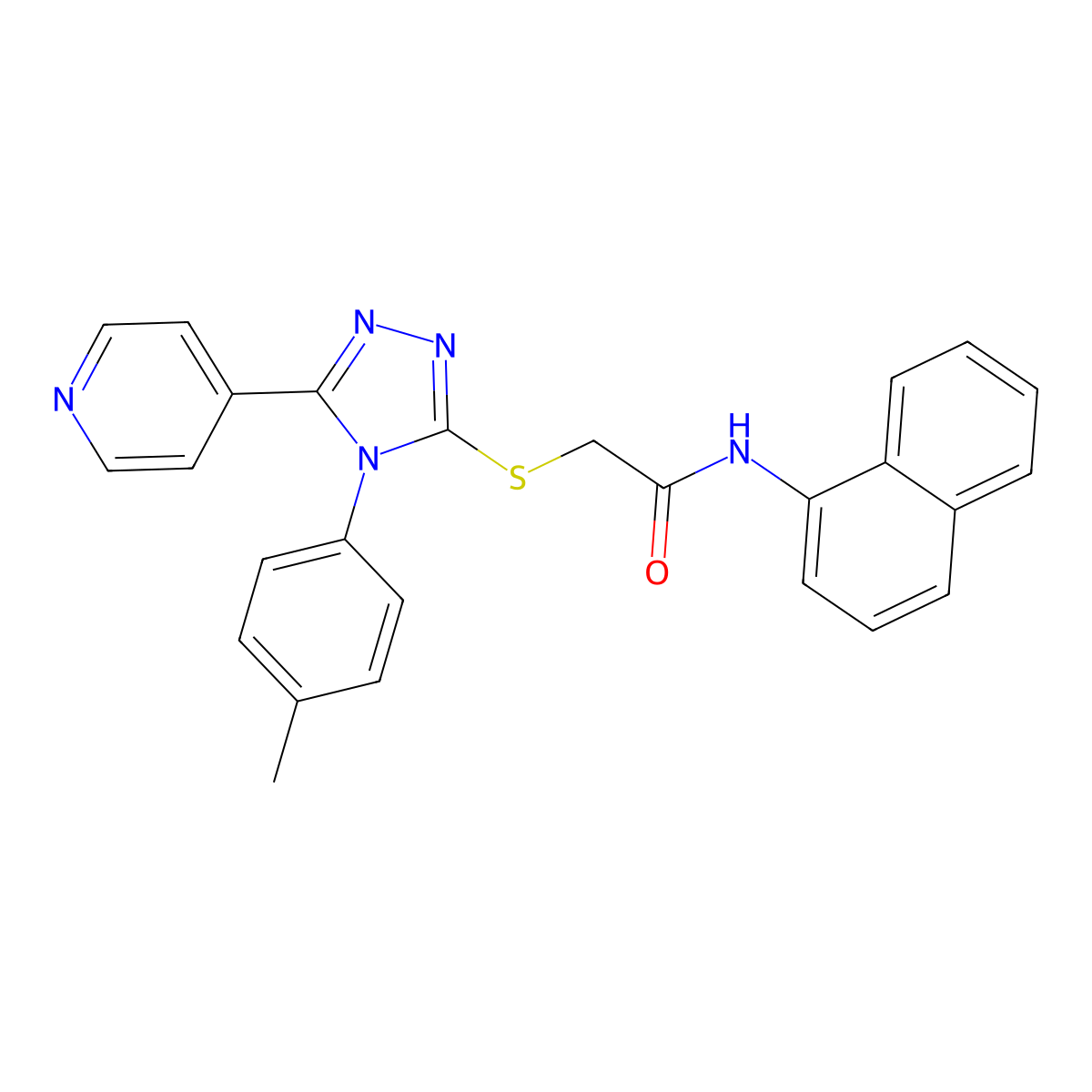 2-{[4-(4-methylphenyl)-5-(pyridin-4-yl)-4H-1,2,4-triazol-3-yl]sulfanyl}-N-(naphthalen-1-yl)acetamide molecular structure, CAS 482640-36-8