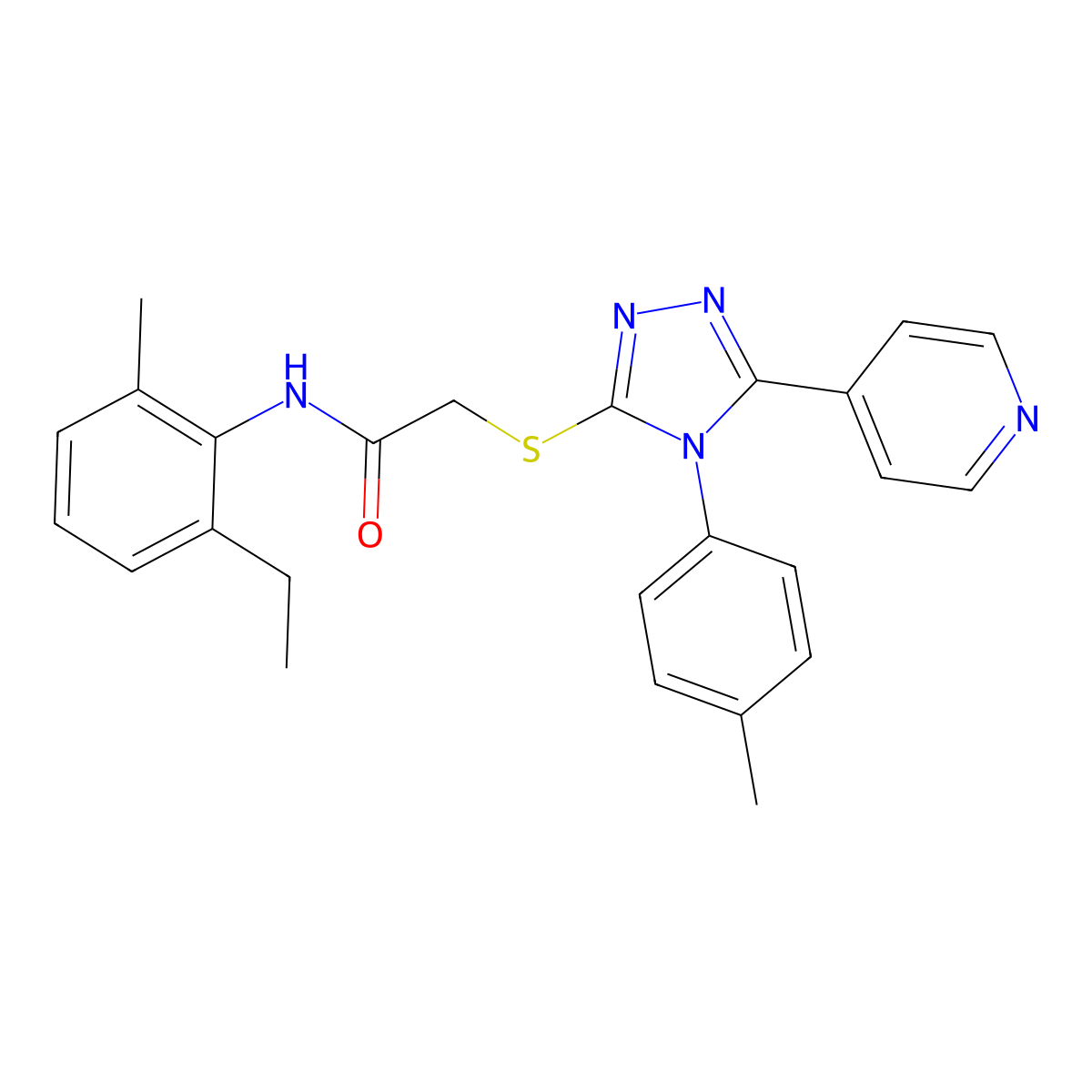N-(2-ethyl-6-methylphenyl)-2-[[4-(4-methylphenyl)-5-pyridin-4-yl-1,2,4-triazol-3-yl]sulfanyl]acetamide molecular structure, CAS 482640-39-1