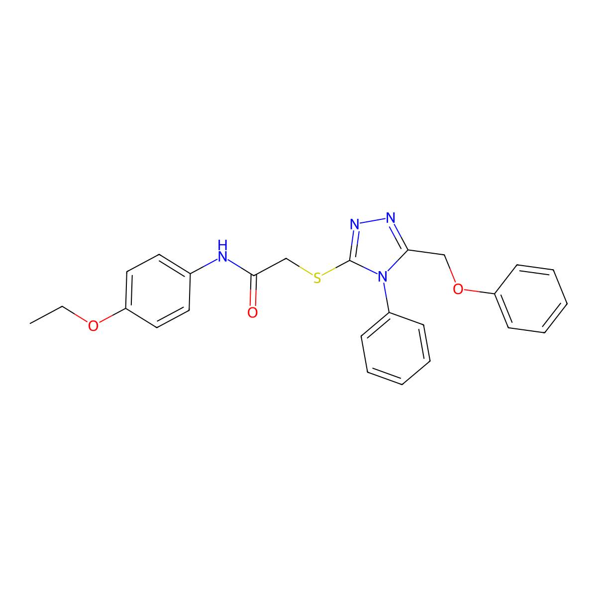 N-(4-ethoxyphenyl)-2-{[5-(phenoxymethyl)-4-phenyl-4H-1,2,4-triazol-3-yl]sulfanyl}acetamide molecular structure, CAS 482642-18-2