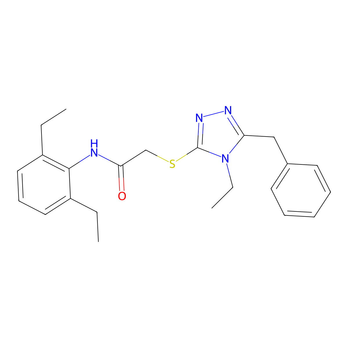 2-[(5-benzyl-4-ethyl-4H-1,2,4-triazol-3-yl)sulfanyl]-N-(2,6-diethylphenyl)acetamide molecular structure, CAS 482643-48-1