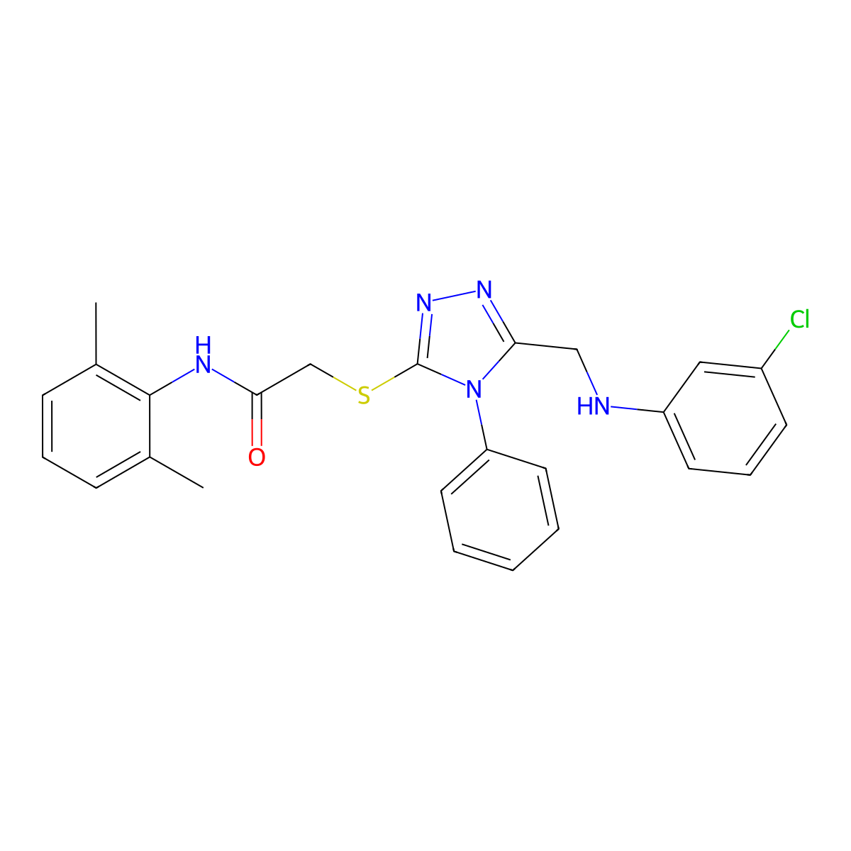 2-({5-[(3-Chloroanilino)methyl]-4-phenyl-4H-1,2,4-triazol-3-YL}sulfanyl)-N-(2,6-dimethylphenyl)acetamide molecular structure, CAS 482643-99-2
