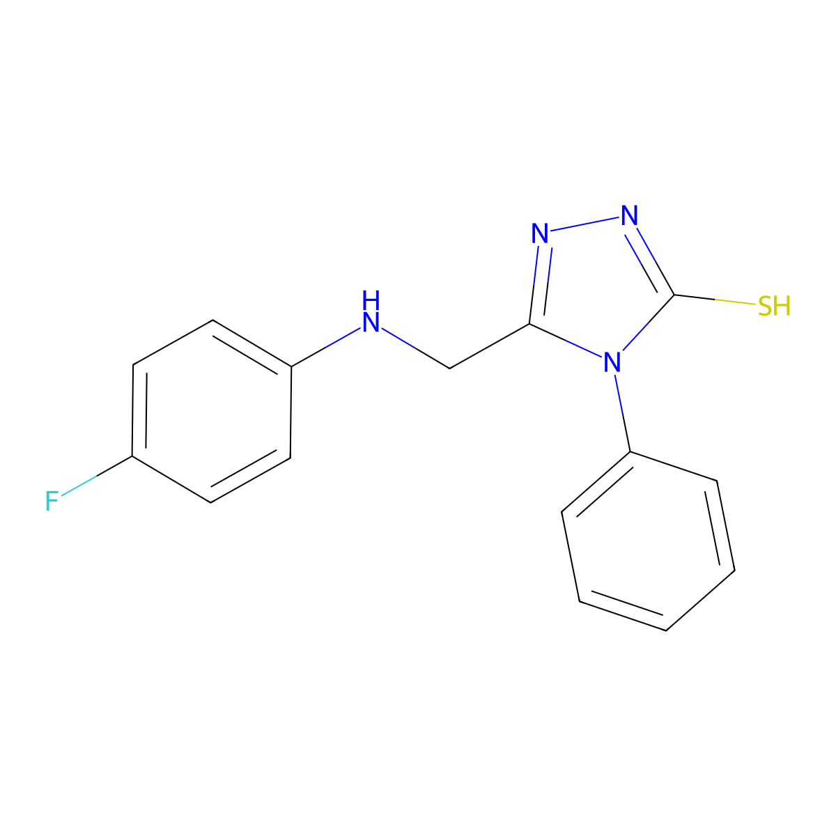 5-((4-Fluoroanilino)methyl)-4-phenyl-2,4-dihydro-3H-1,2,4-triazole-3-thione molecular structure, CAS 482645-52-3