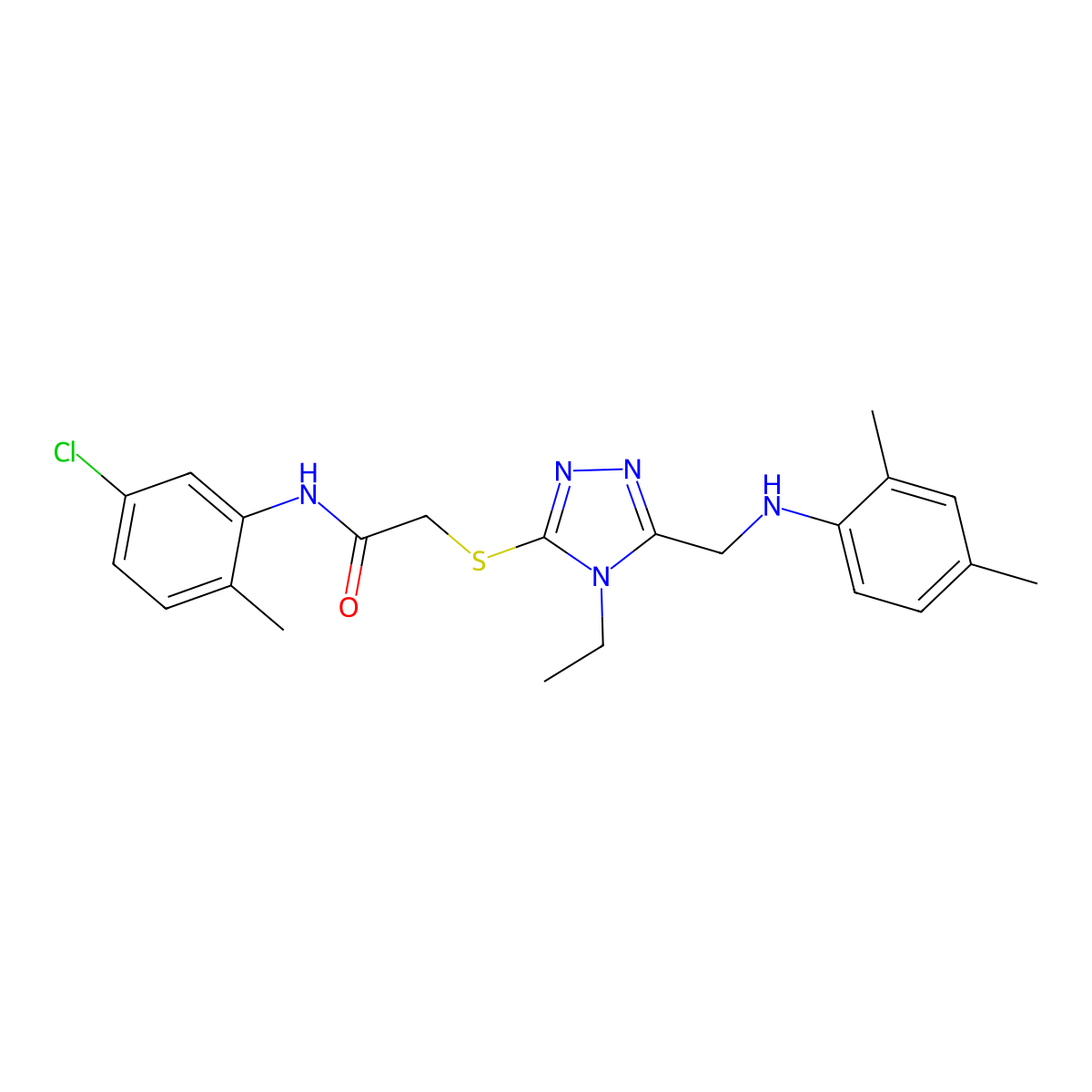N-(5-chloro-2-methylphenyl)-2-({5-[(2,4-dimethylanilino)methyl]-4-ethyl-4H-1,2,4-triazol-3-yl}sulfanyl)acetamide molecular structure, CAS 482646-01-5
