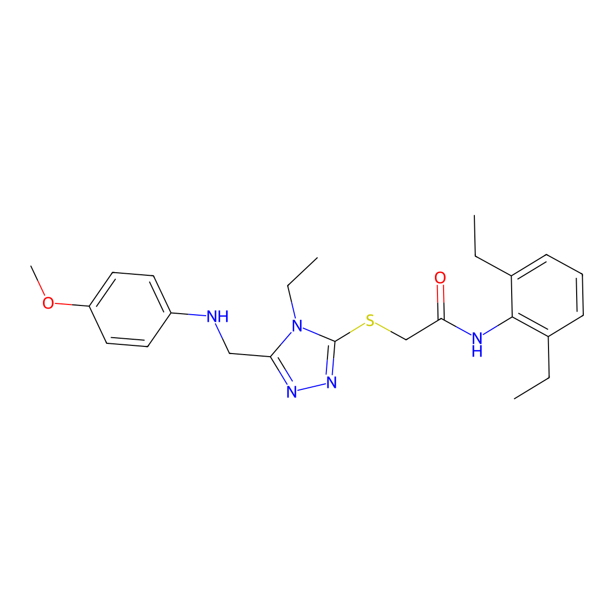 N-(2,6-diethylphenyl)-2-({4-ethyl-5-[(4-methoxyanilino)methyl]-4H-1,2,4-triazol-3-yl}sulfanyl)acetamide molecular structure, CAS 482646-27-5