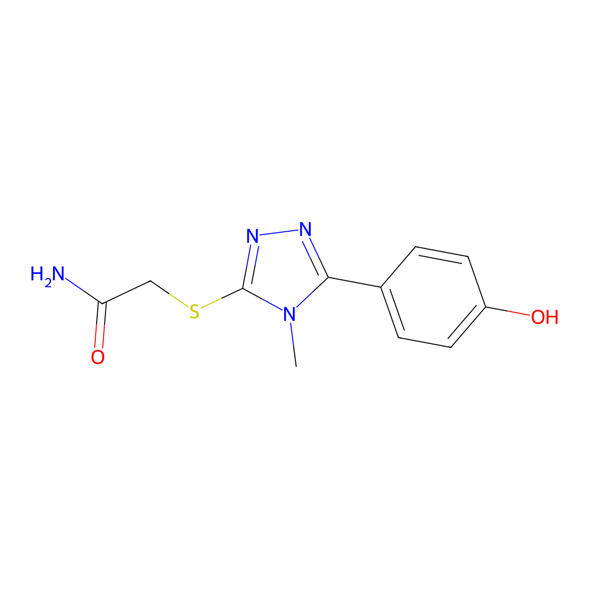 2-{[5-(4-hydroxyphenyl)-4-methyl-4H-1,2,4-triazol-3-yl]sulfanyl}acetamide molecular structure, CAS 482646-80-0